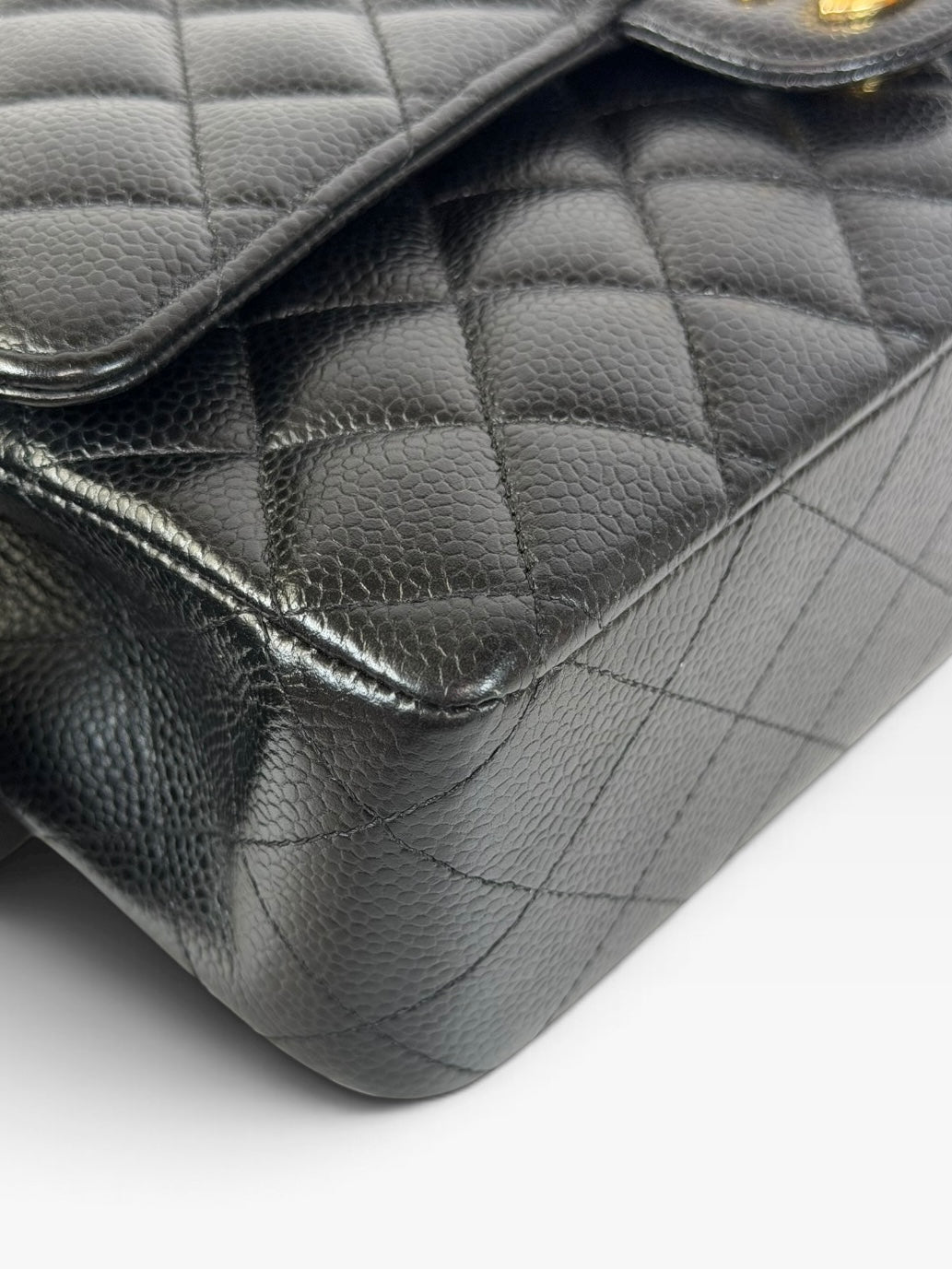 Chanel Medium Classic Double Flap In Black Caviar Leather Gold Hardware