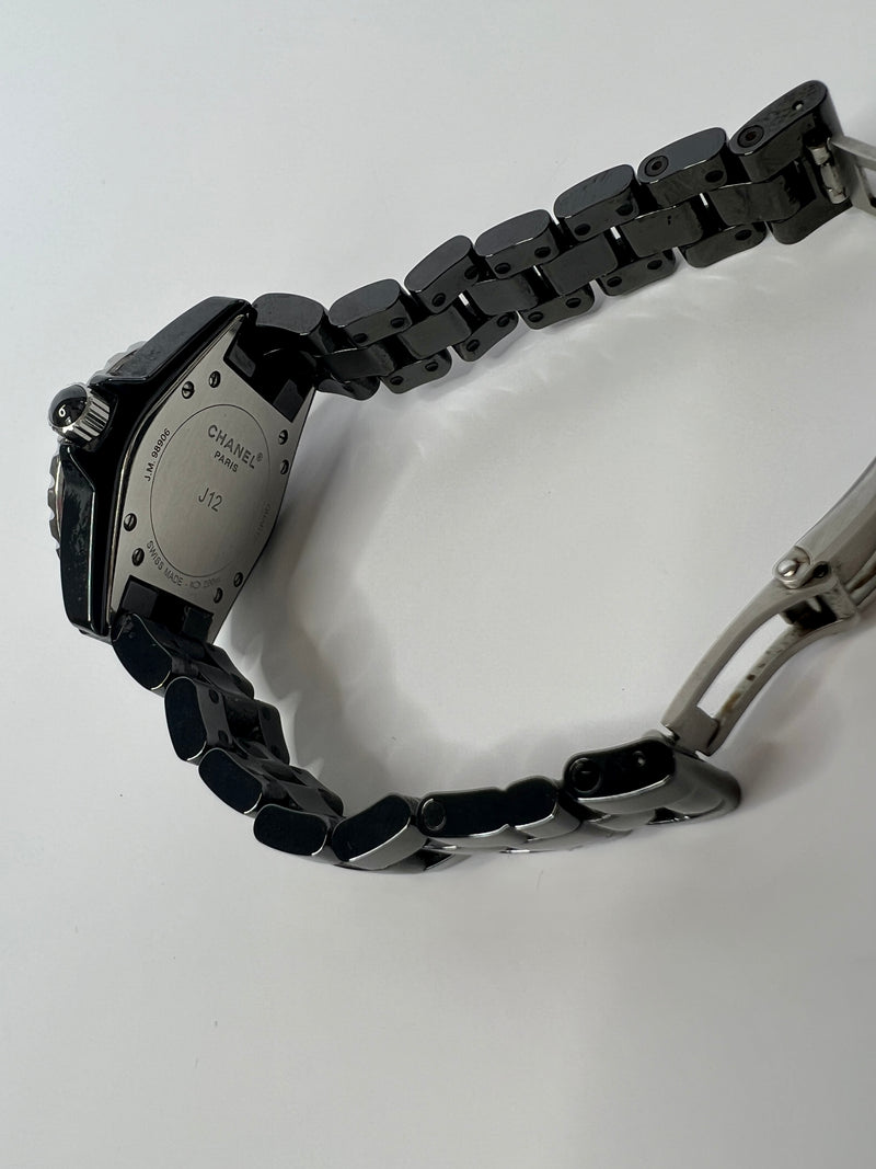 Chanel J12 Black Enamel Diamond Indicators Watch