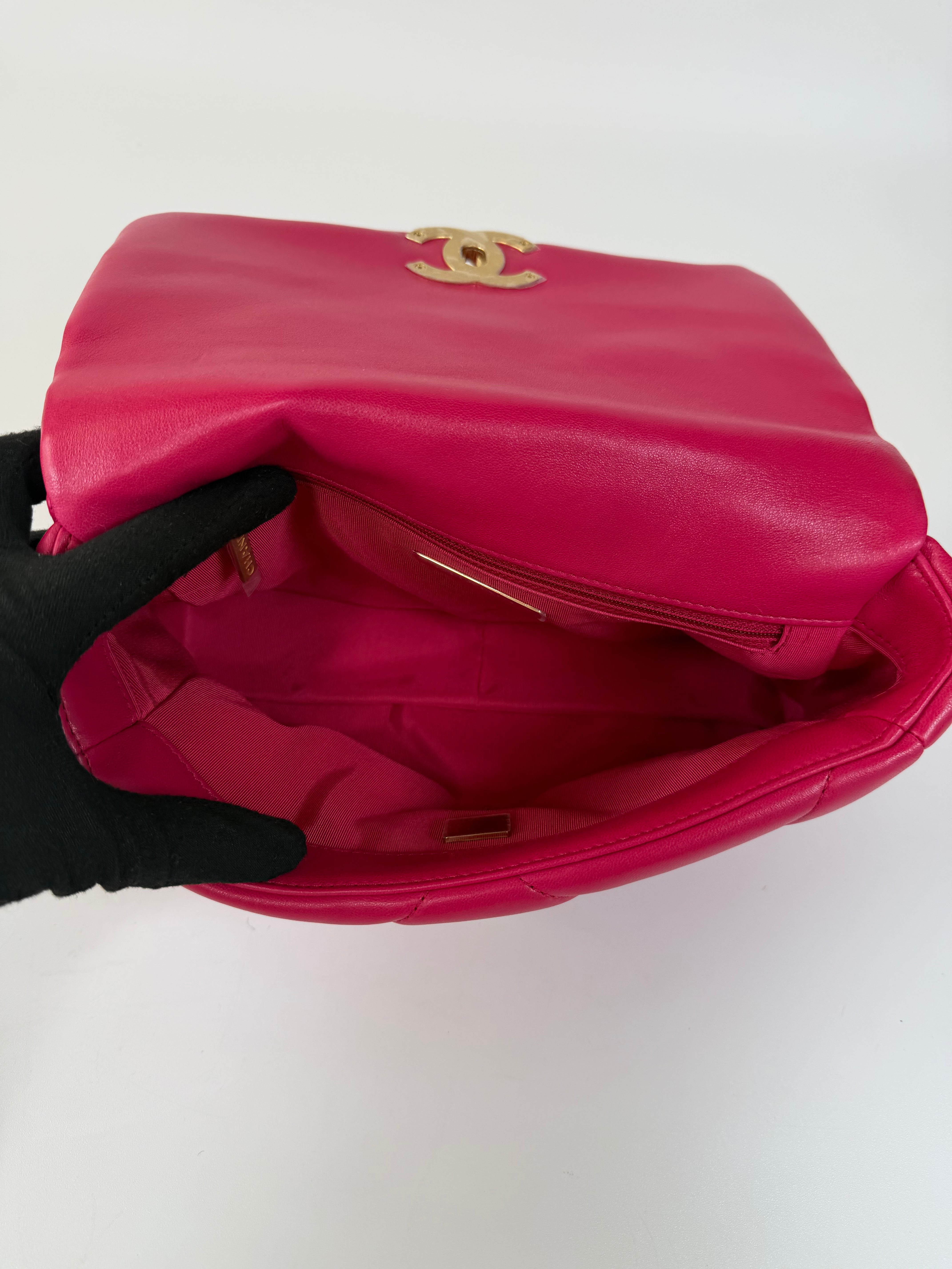Chanel 19 Small In Pink Lambskin Leather With Mixed Hardware 100% authentic and preloved in excellent condition