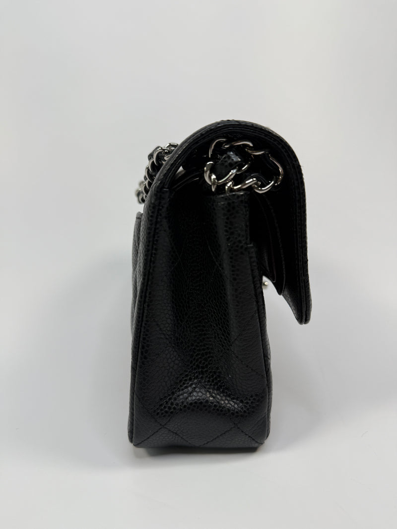 Chanel Small Classic Double Flap In Black Caviar Leather With SHW