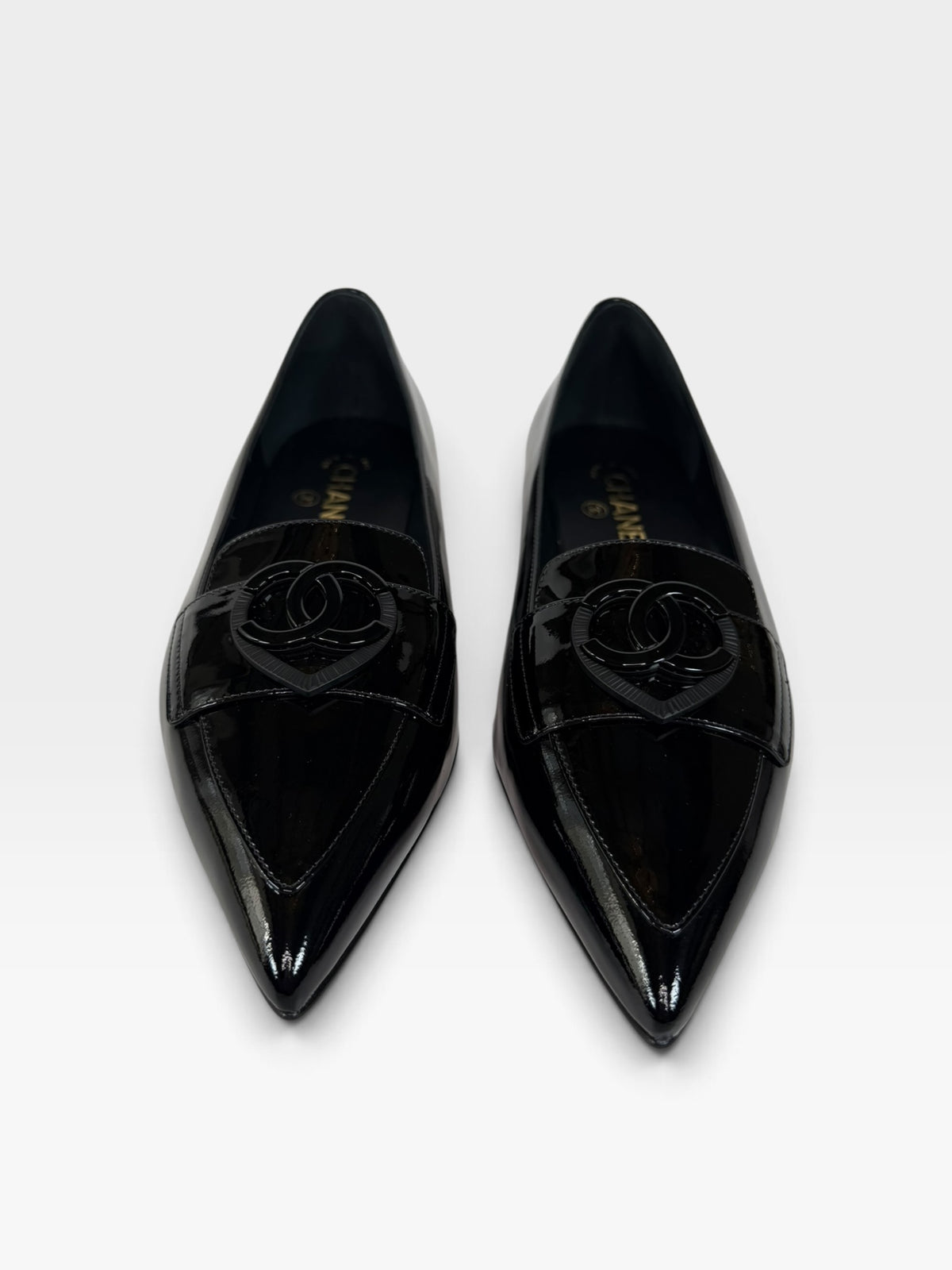 Chanel Black Patent Loafers (Size 39.5 / UK 6.5) 100% authentic and preloved in excellent condition