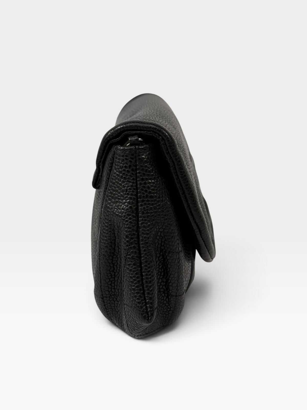 Chanel Wallet On Chain Half Moon In Black caviar With Silver Hardware 100% authentic and preloved in excellent condition