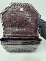 Stella McCartney Brown Croc Embossed Box Shoulder Bag