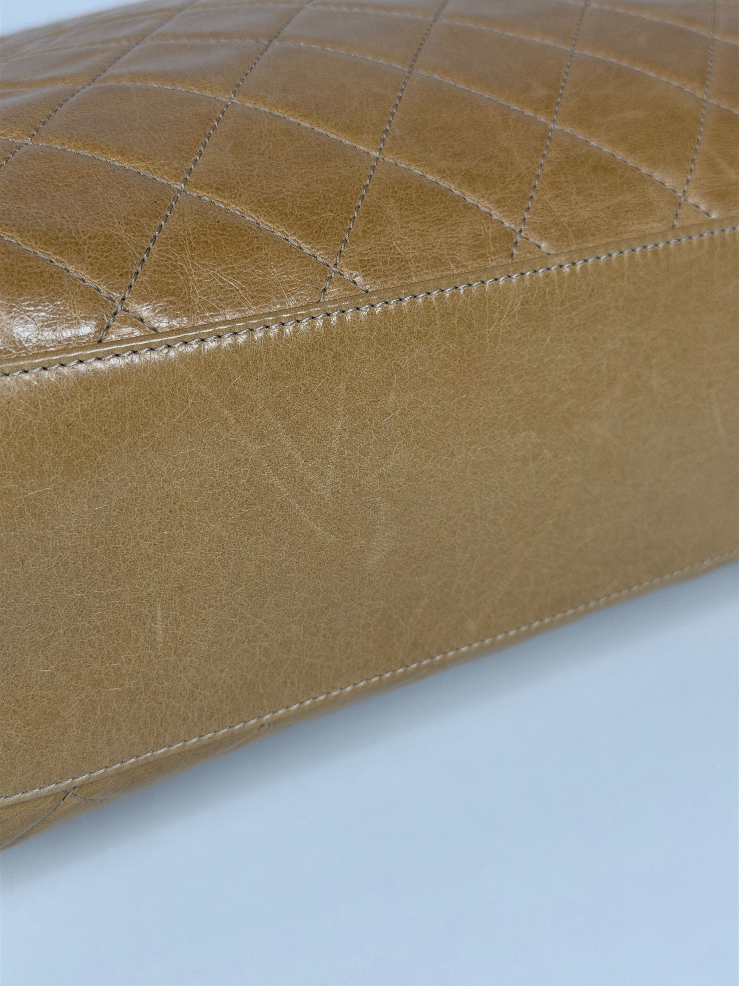 Chanel Large 31 Flap Bag In Beige Calfskin With Ruthenium Hardware. Authentic and preloved in very good condition. Insured next day delivery. Verified by Luxe cheshire