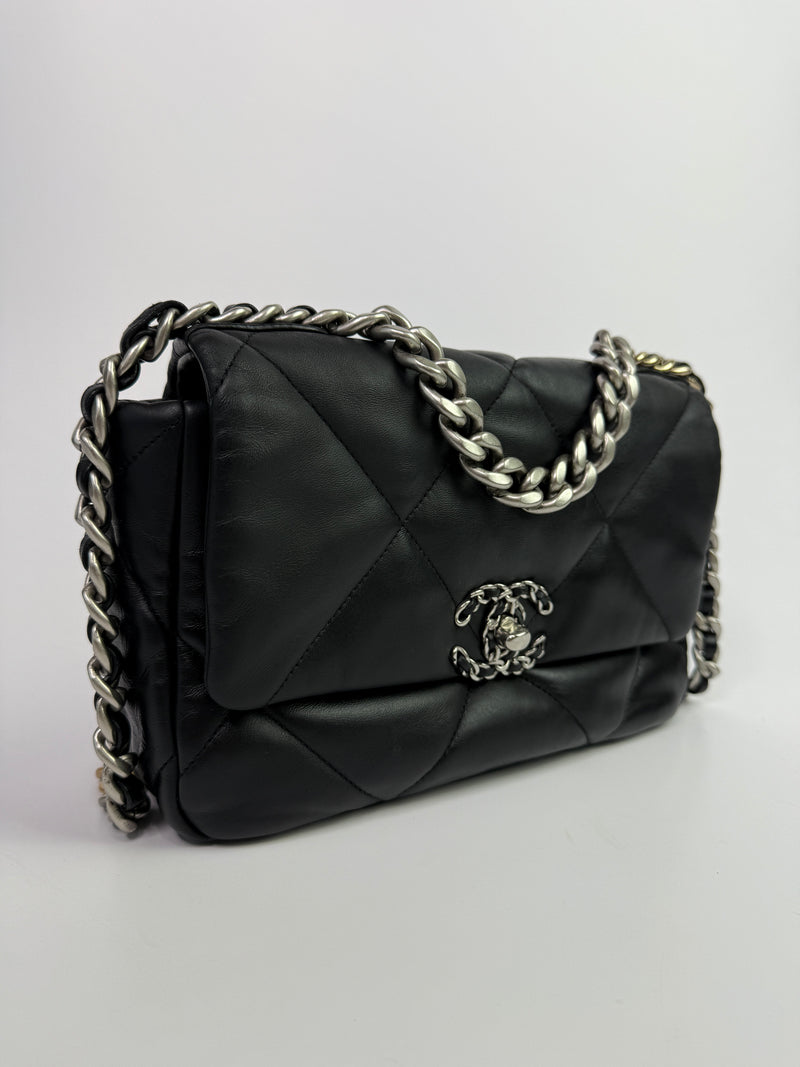 Chanel 19 Small In Black Lambskin Leather