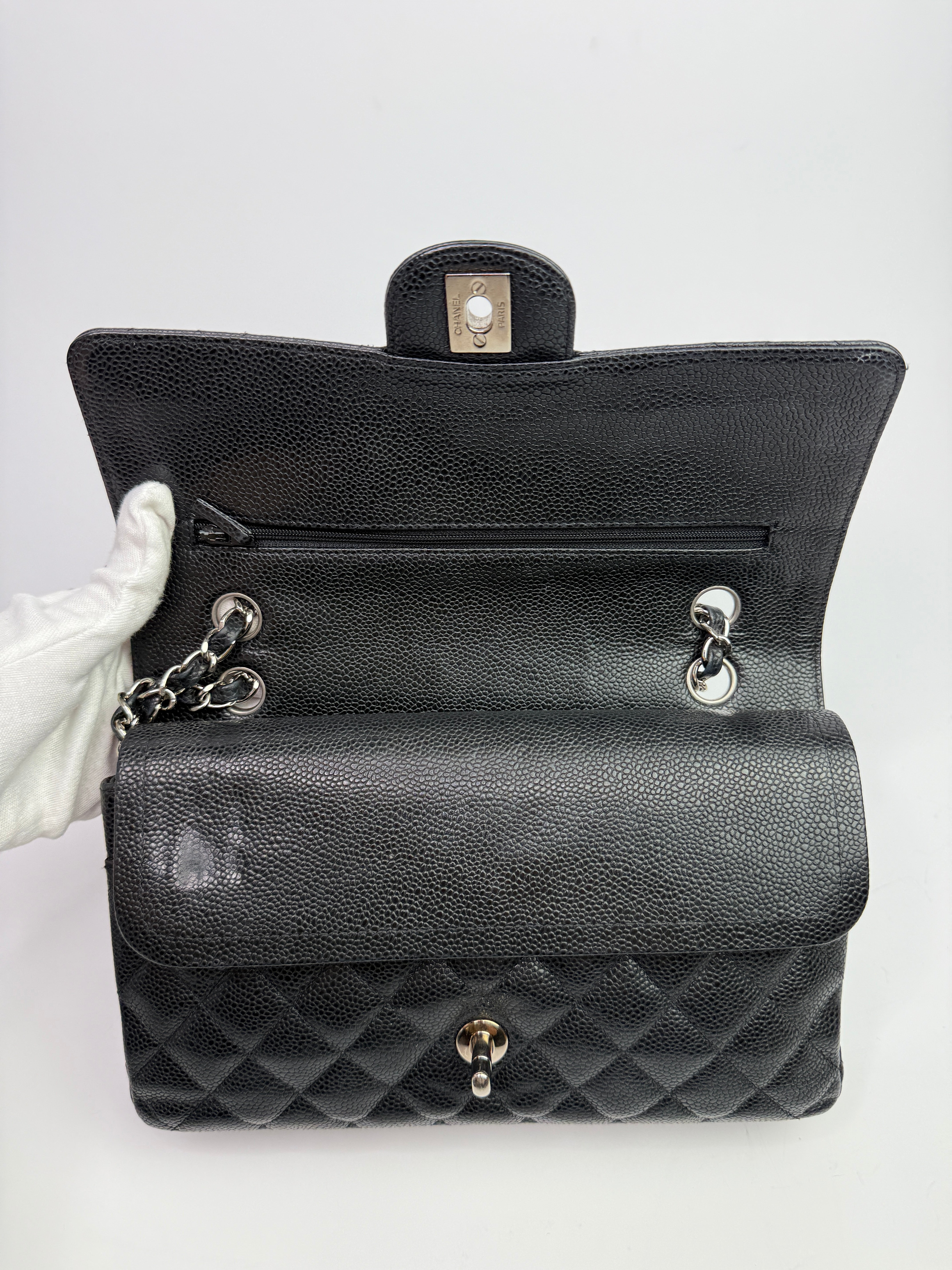 Chanel Medium Classic Double Flap Black Caviar Leather With SHW