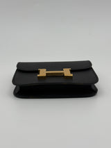 Hermès Constance Slim Wallet In Black Epsom Leather With GHW