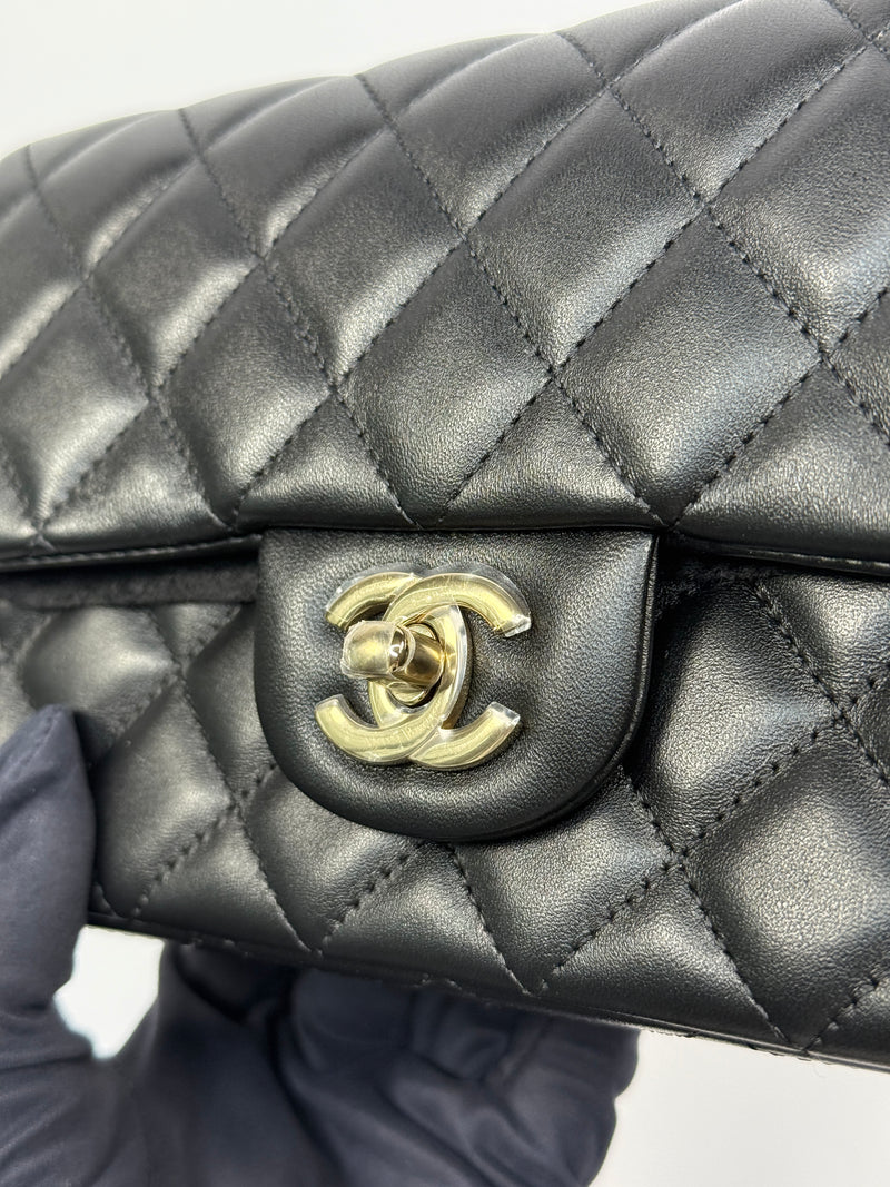 Chanel Mini Rectangle In Black Lambskin With PGHW