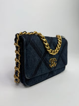 Chanel Denim Quilted 19 Wallet On Chain