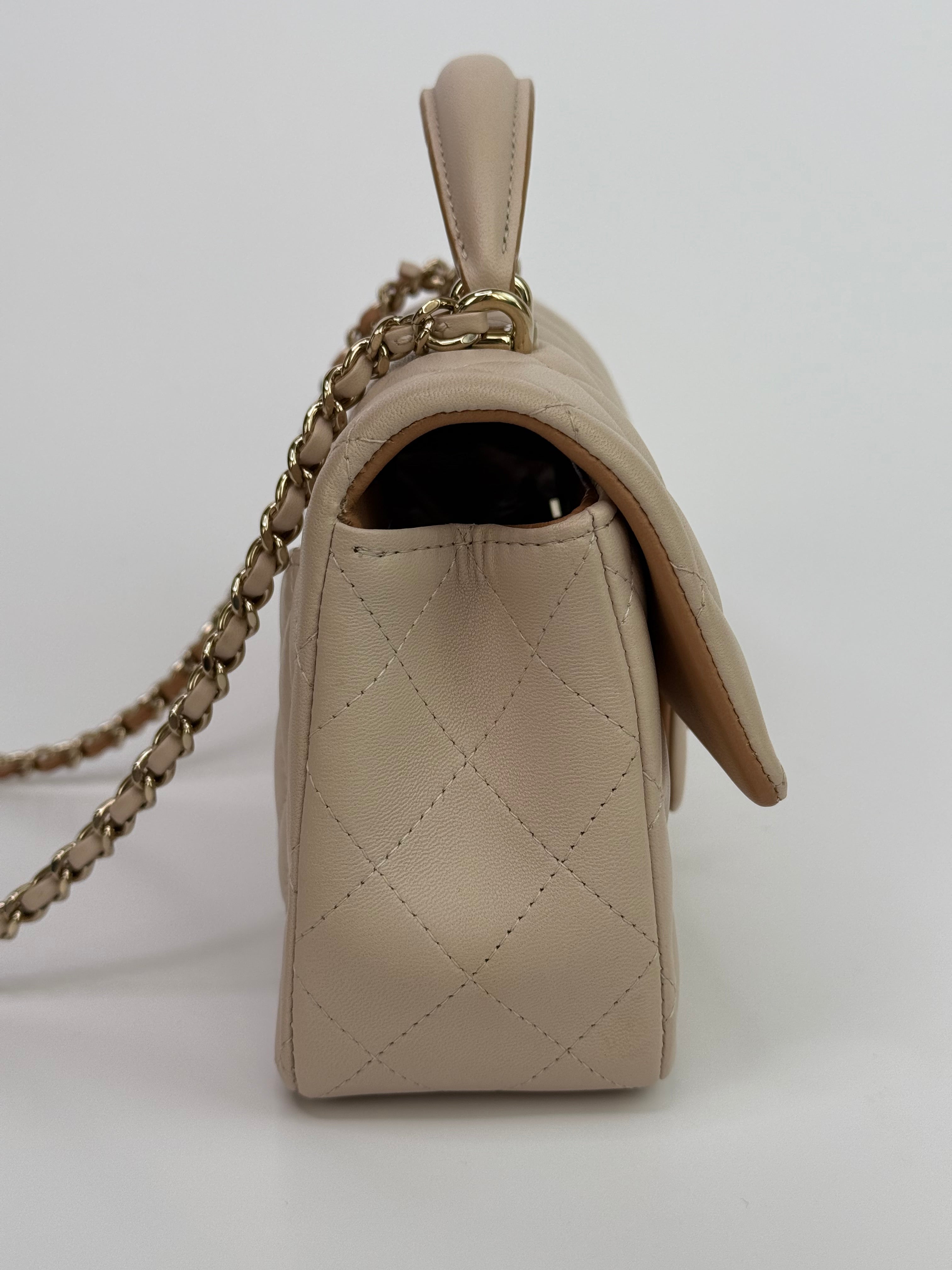 Chanel Quilted Bi-Color Top Handle Rectangular Flap