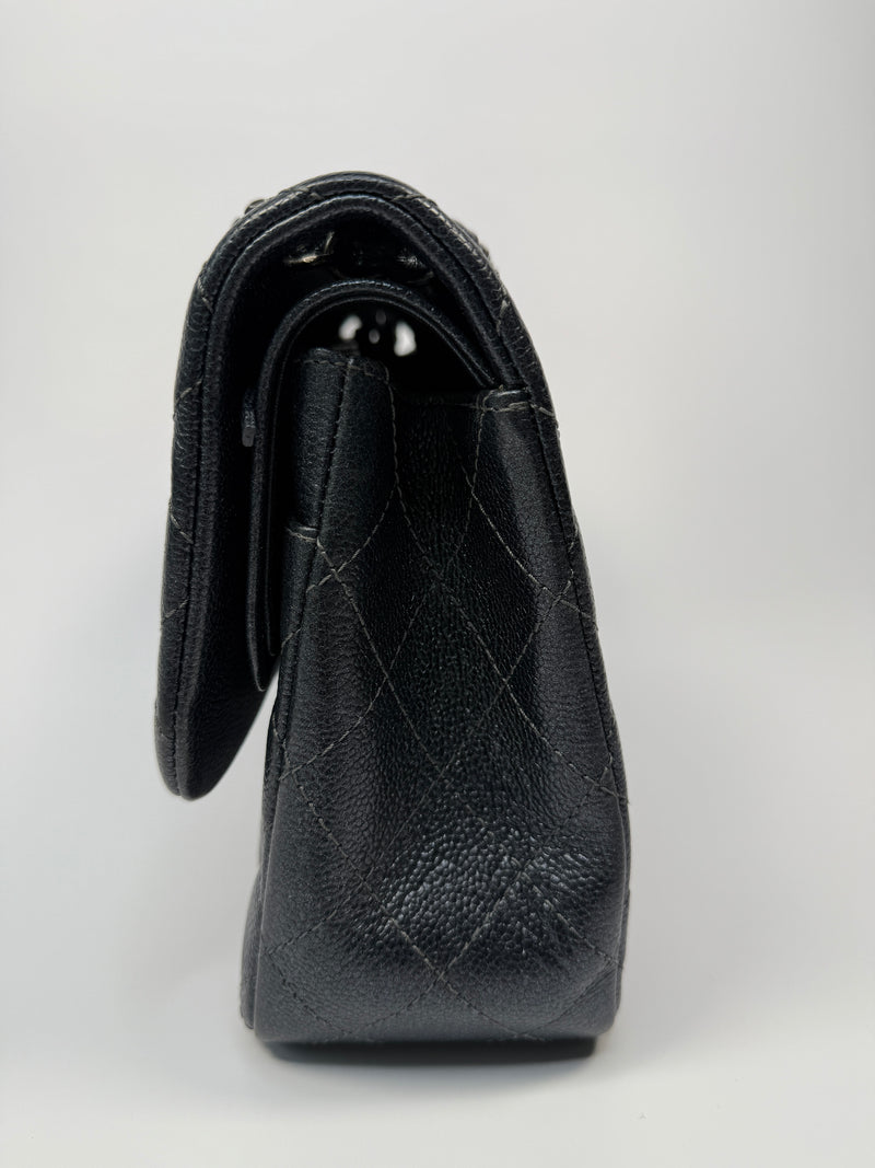 Chanel Jumbo Gunmetal Metallic Calfskin Leather With RHW
