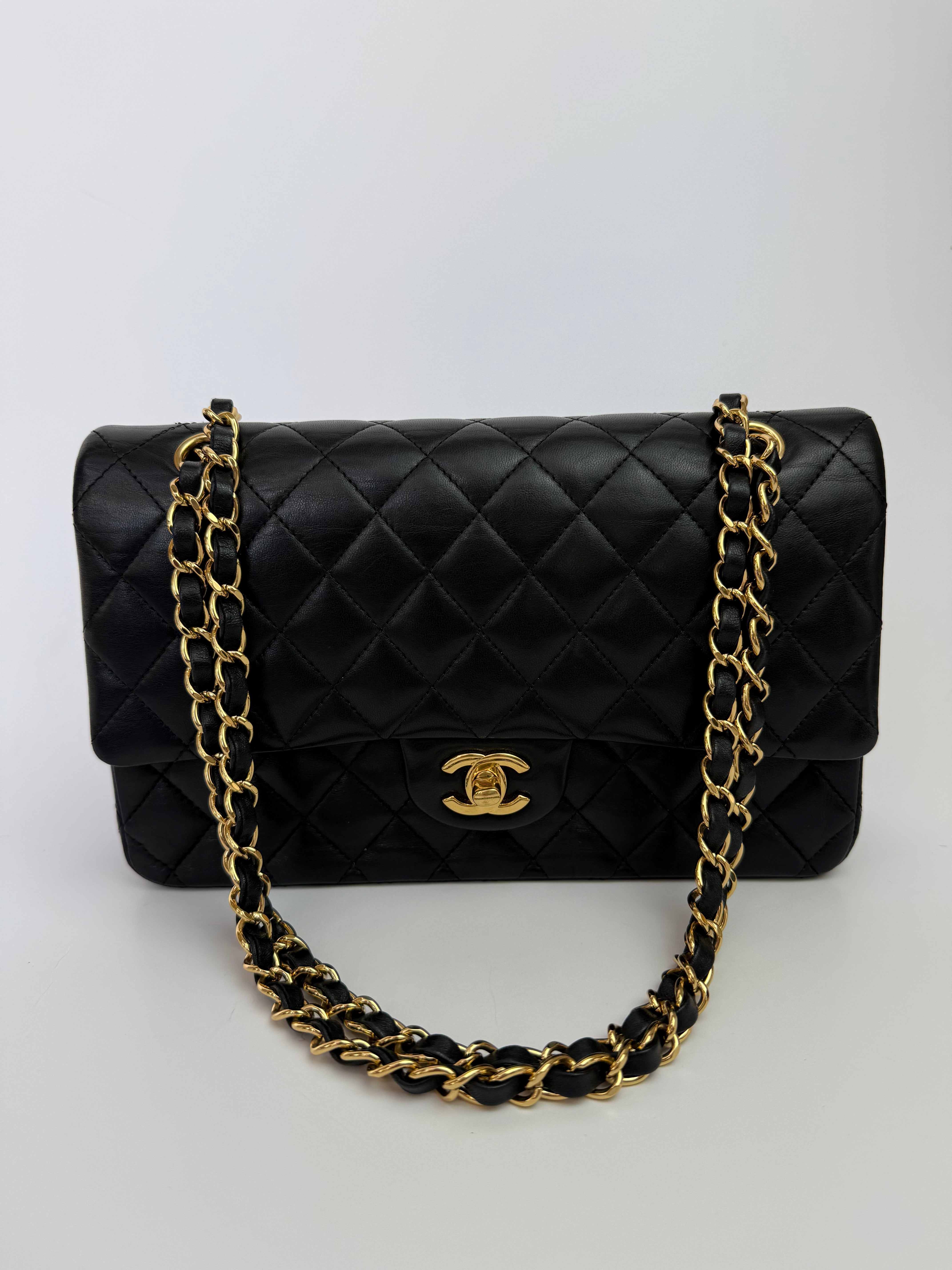 Chanel Medium Classic Double Flap Black Lambskin With GHW