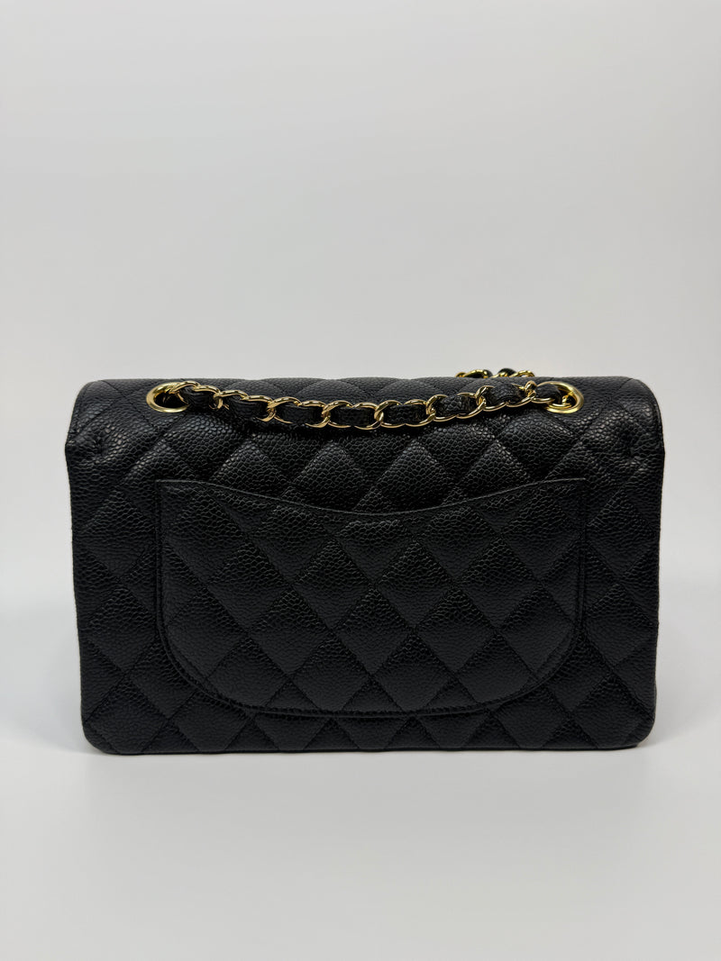 Chanel Small Classic Double Flap In Black Caviar Leather With GHW