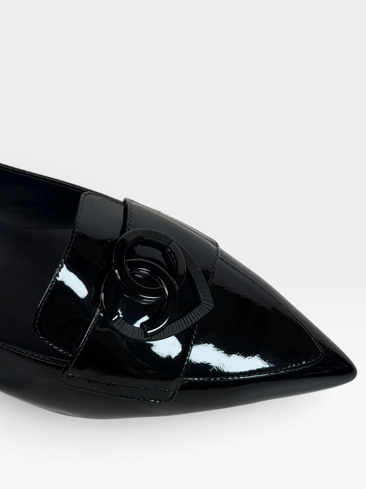Chanel Black Patent Loafers (Size 39.5 / UK 6.5) 100% authentic and preloved in excellent condition