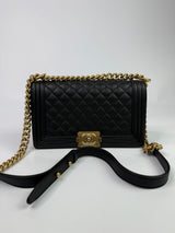 Chanel Boy Bag Medium In Black Lambskin GHW