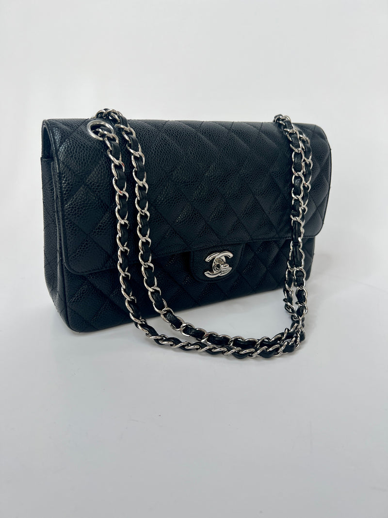 Chanel Black Caviar Leather Medium Classic Double Flap