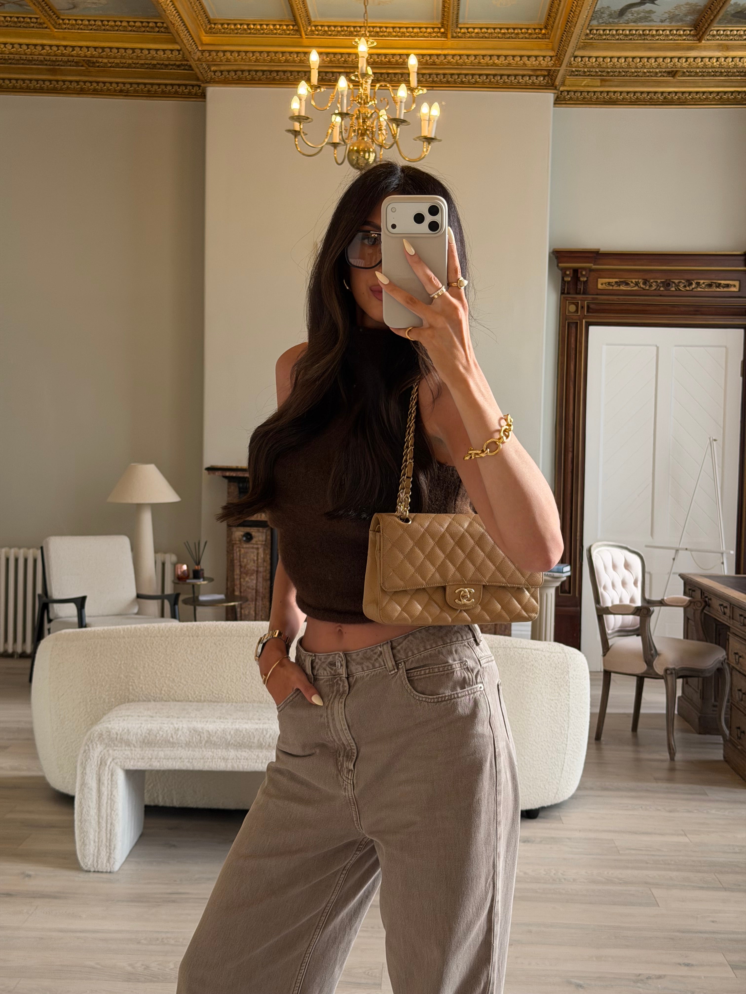 Authentic and preloved Chanel Vintage Medium Classic Double Flap In Camel Caviar Leather With 24kt Gold Plated Hardware. 100% Authenticity Guarantee