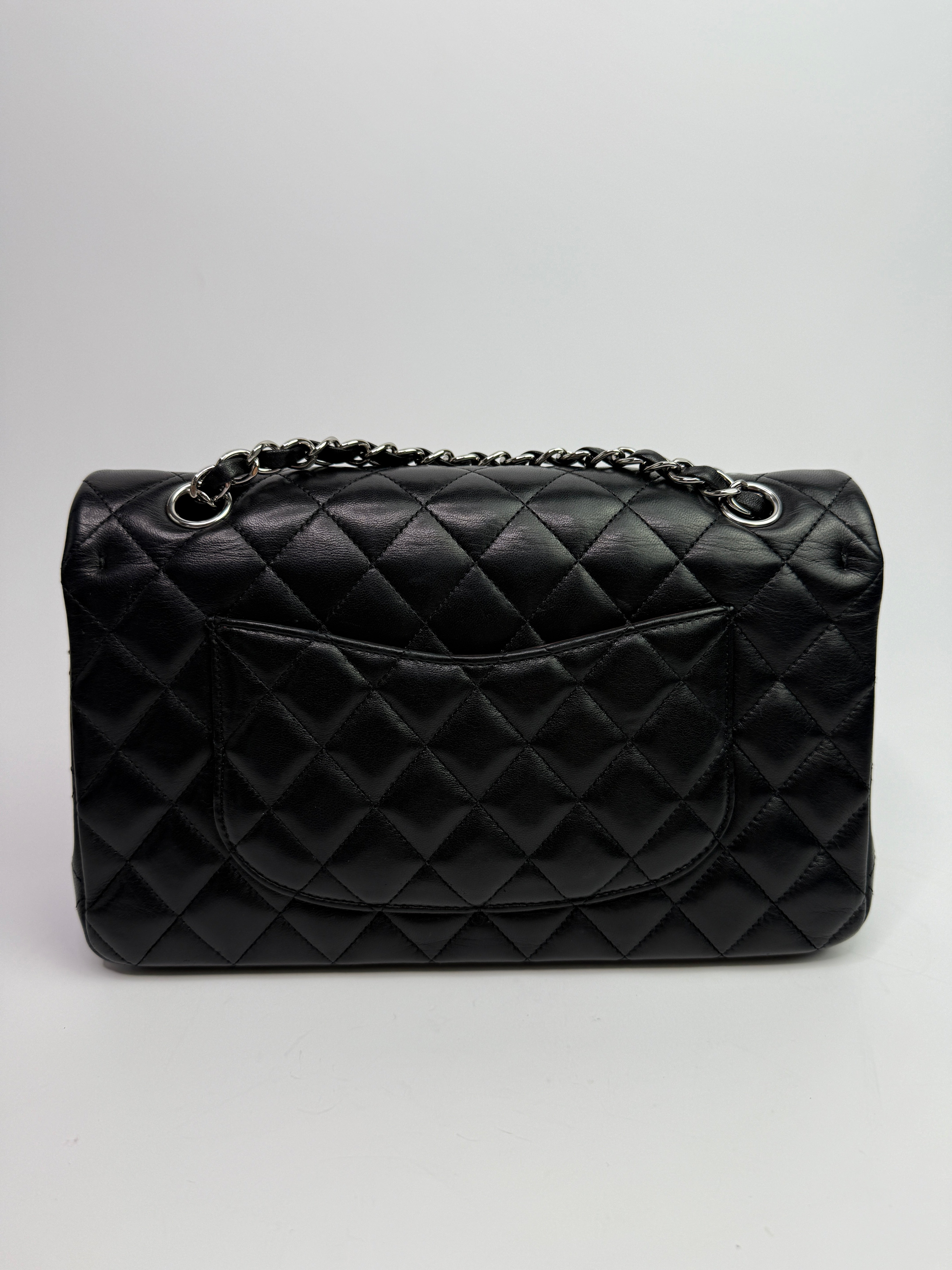 Chanel Medium Classic Double Flap Black Lambskin With Silver Hardware
Pre Loved & Authentic 