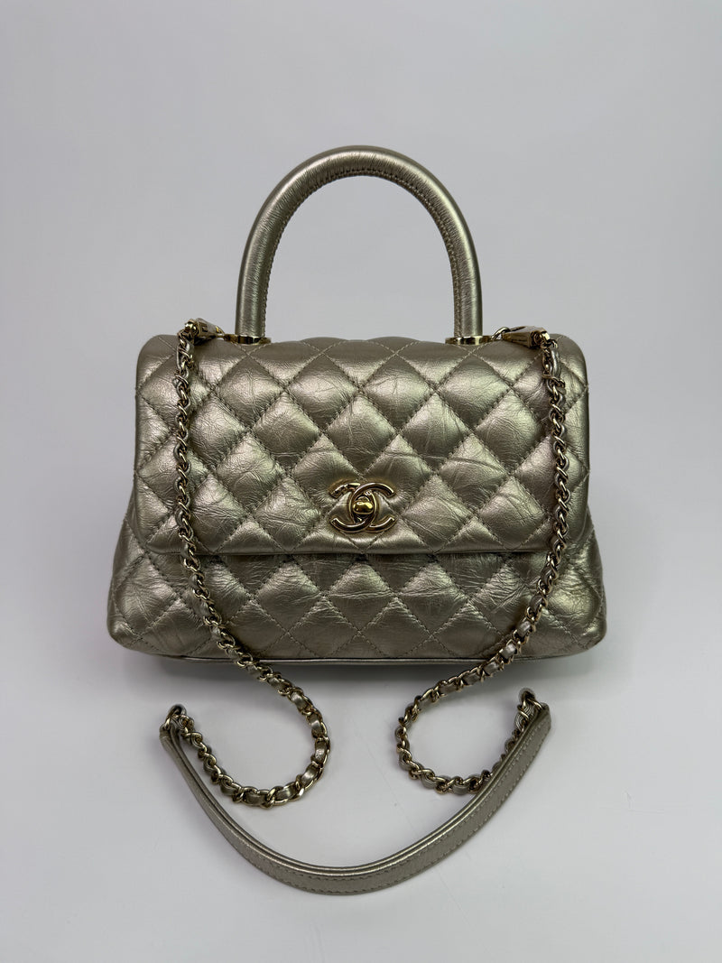Chanel Small Coco In Gold Crumpled Calfskin With GHW