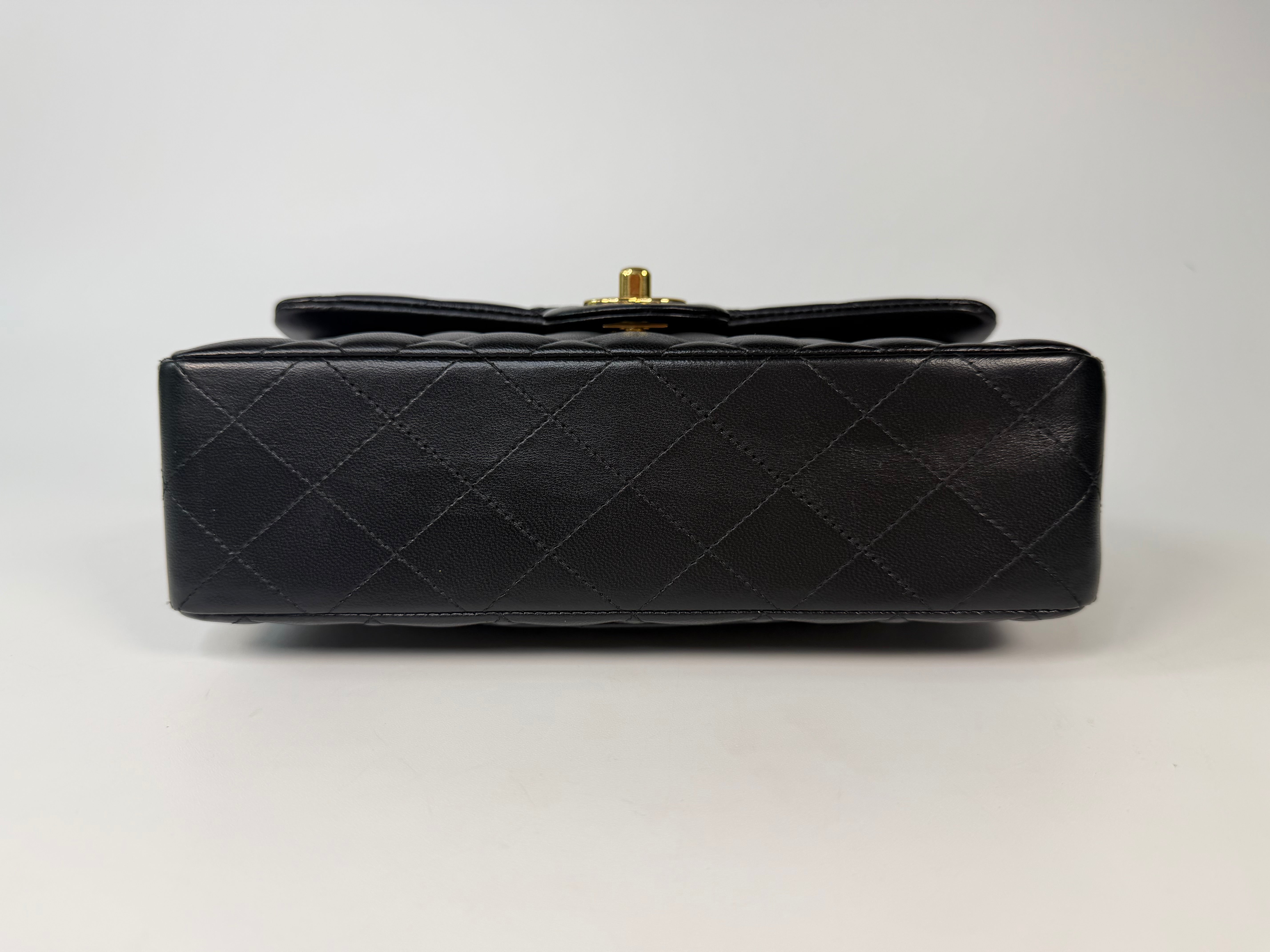 Chanel Small Classic Double Flap In Black Lambskin Leather With Gold Hardware in excellent condition 100% authentic and preloved