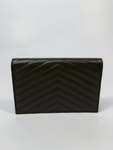 Saint Laurent Cassandre Matelassé Textured- Leather Wallet On Chain