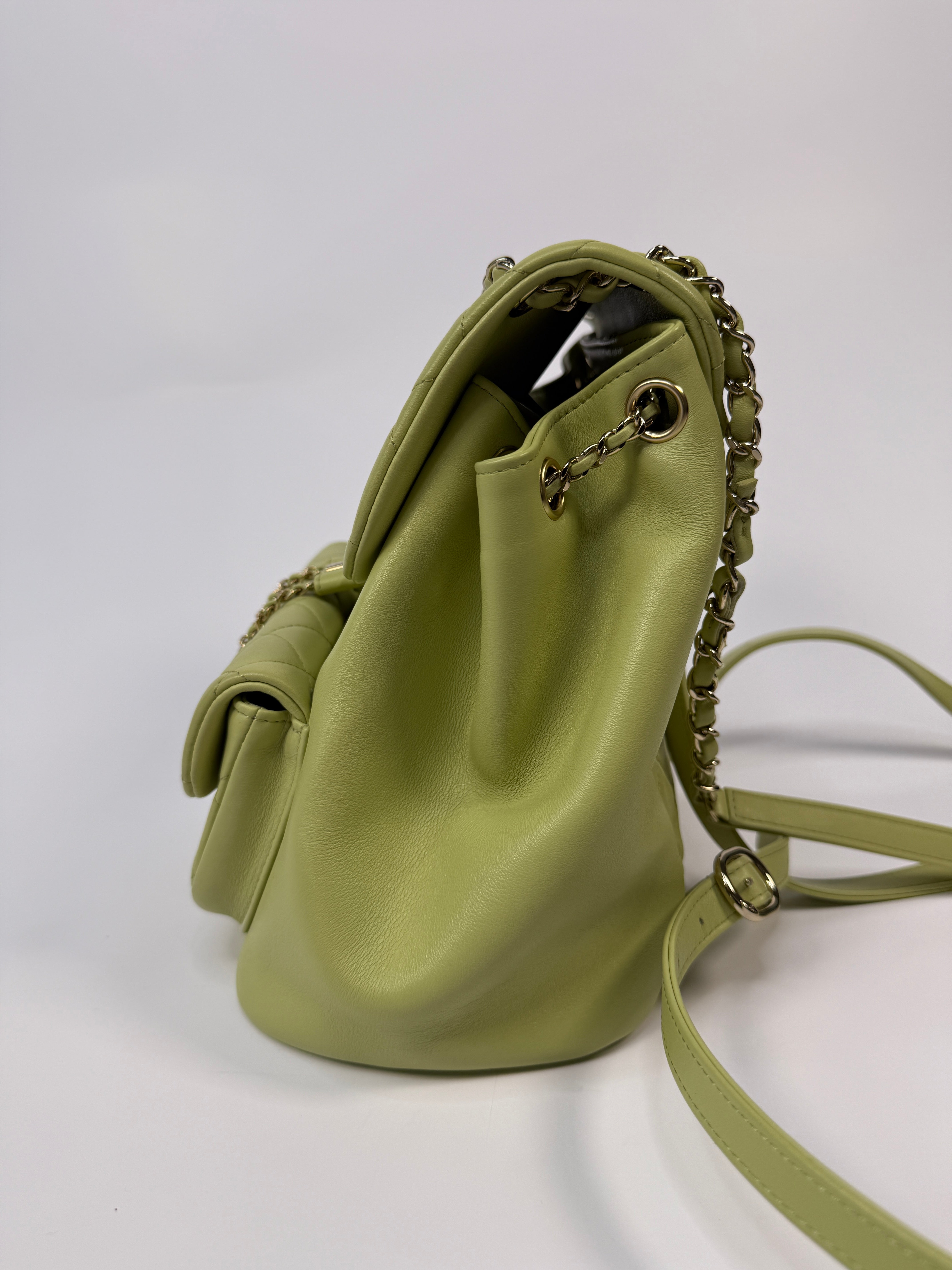 Chanel Duma Backpack In Green Calfskin Leather With Pale Gold Hardware
Pre Loved & Authentic 