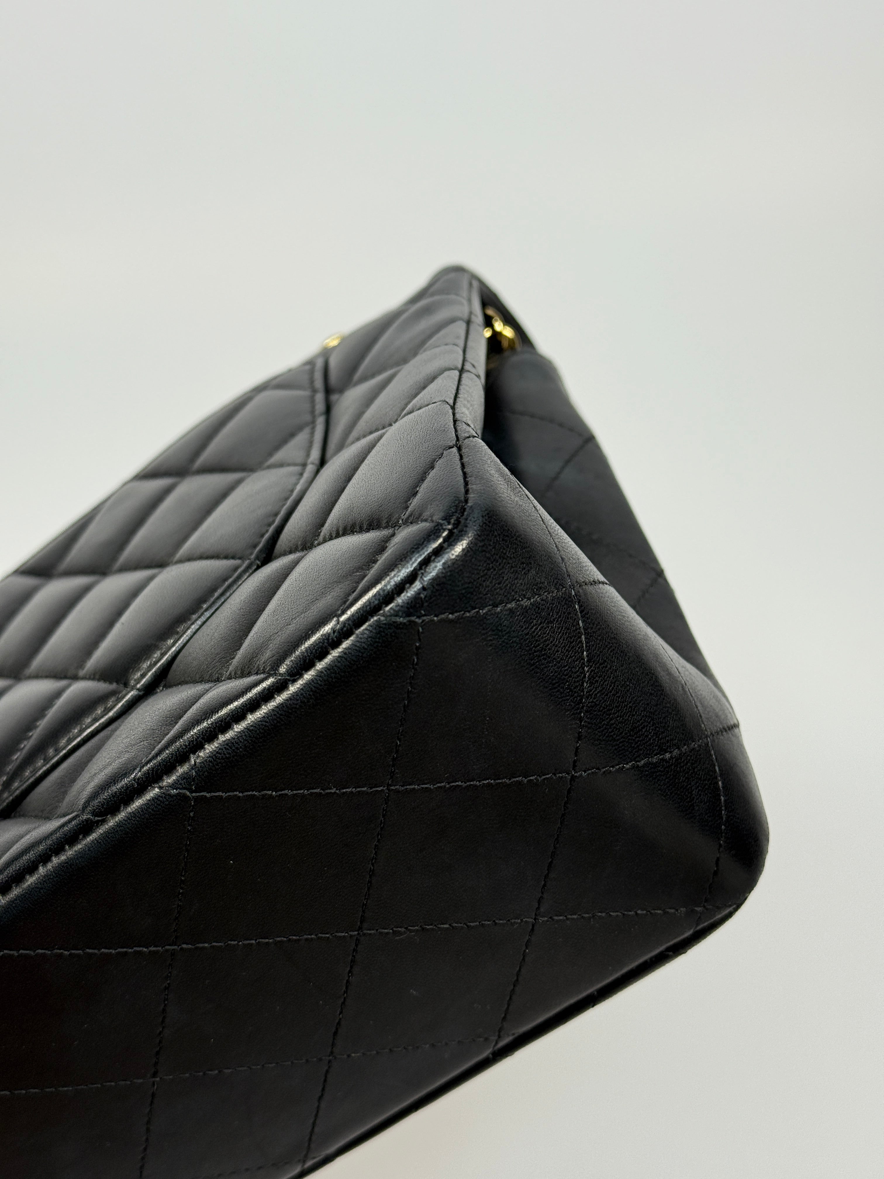 Chanel Jumbo Classic Flap Bag In Black Lambskin Leather With Gold Hardware
Pre Loved & Authentic