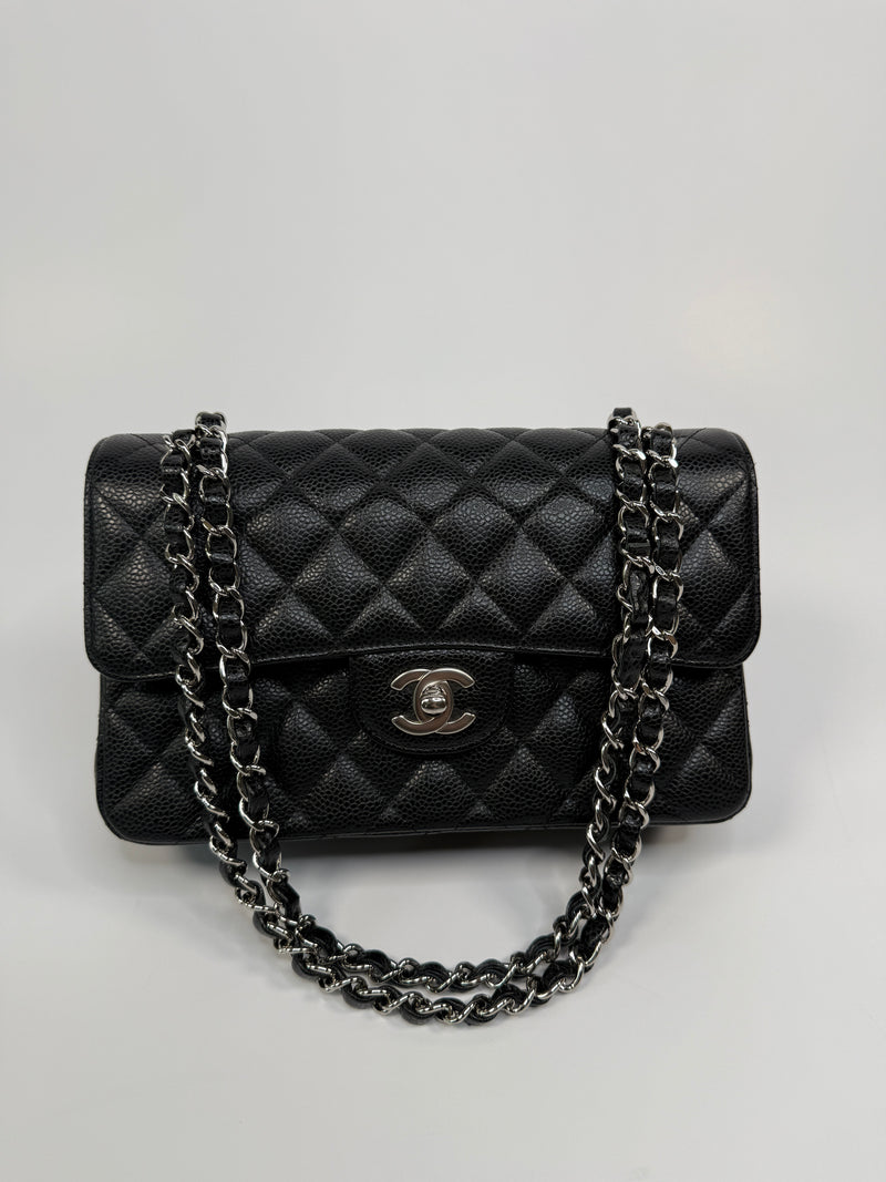 Chanel Small Classic Double Flap In Black Caviar Leather With SHW