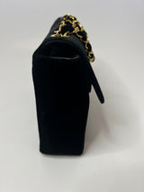 Chanel Black Velvet Jumbo Vintage Flap Bag