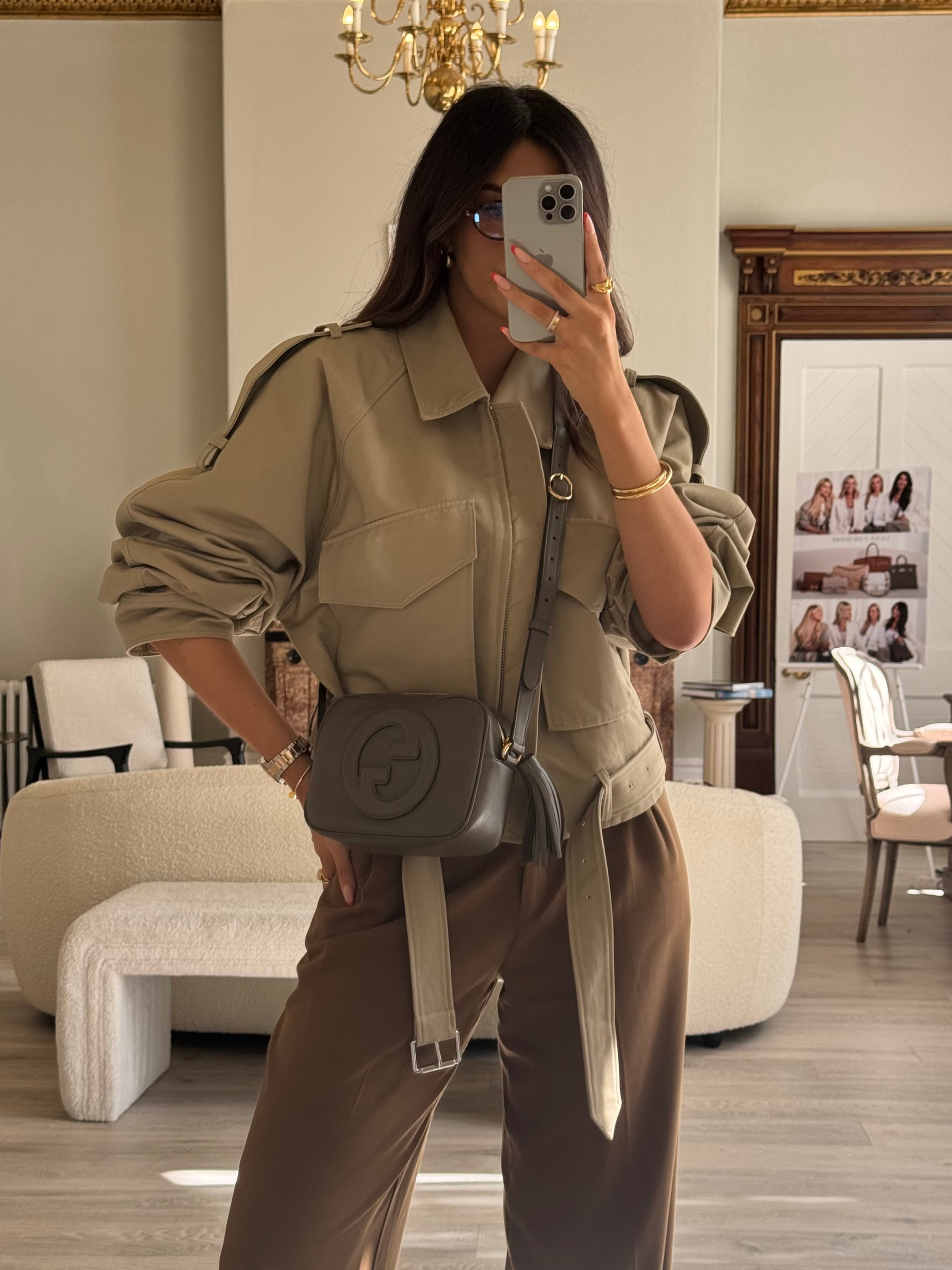 Gucci Soho Disco Crossbody Bag In Khaki  Leather