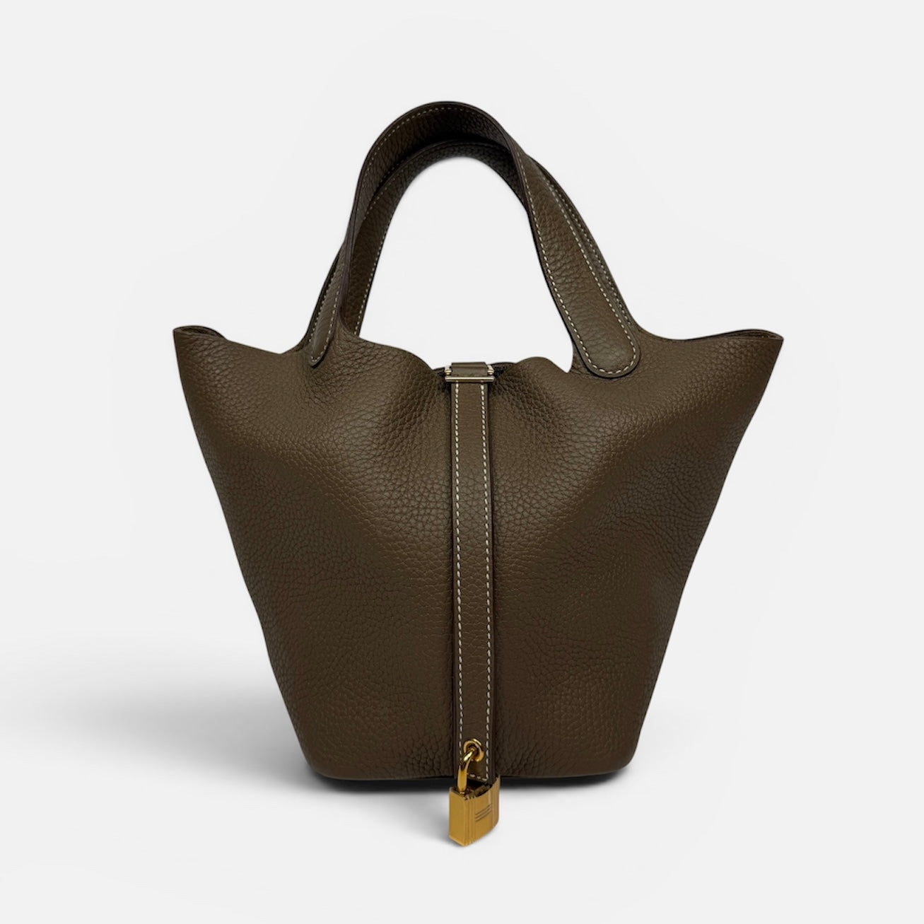 Hermès Picotin 18 In Etoupe Clemence Leather With Gold Hardware