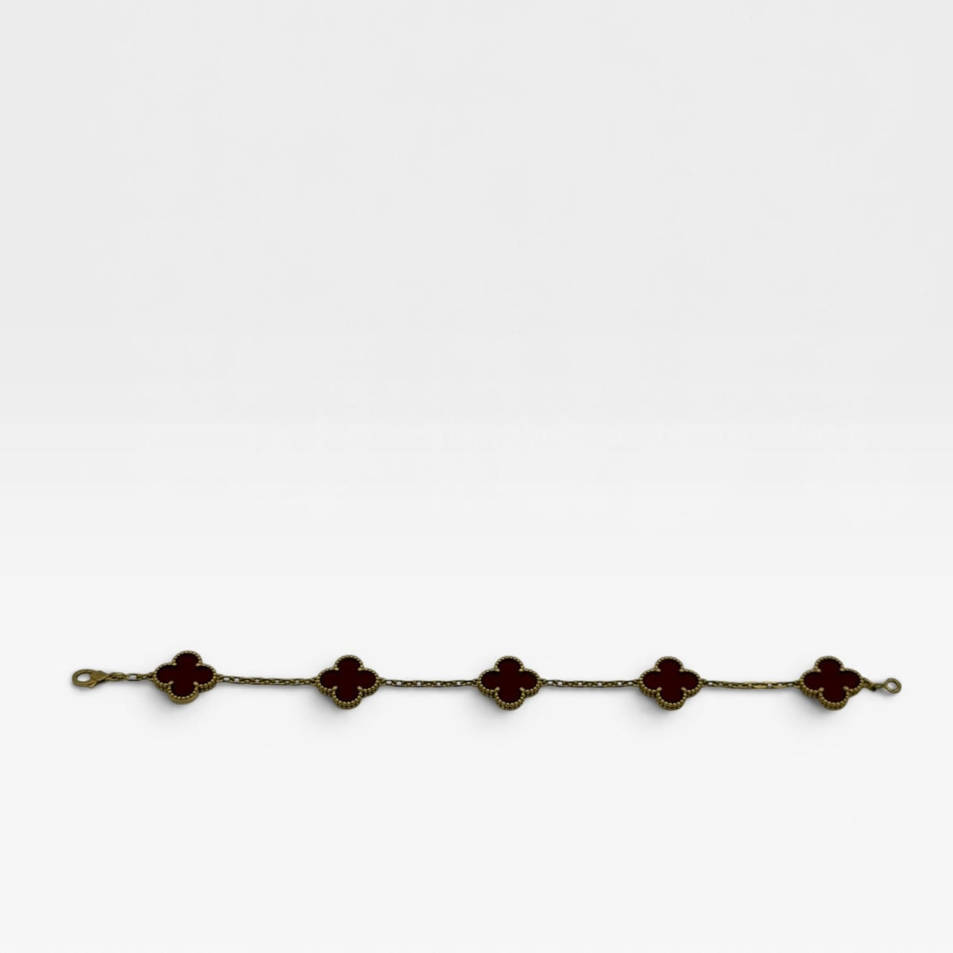 Van Cleef & Arpels Vintage Alhambra 5 Motif Bracelet In Carnelian. 100% authenticate and preloved in excellent condition.