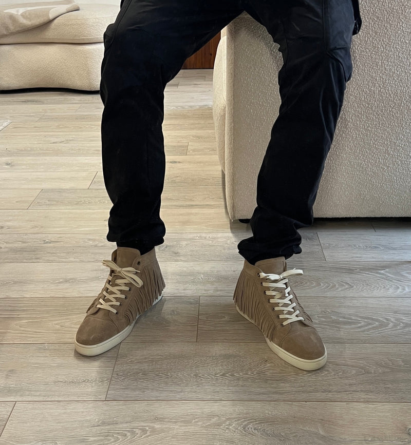 Christian Louboutin Brown Fringed High Top Trainers (Size 43.5 /UK 9.5)