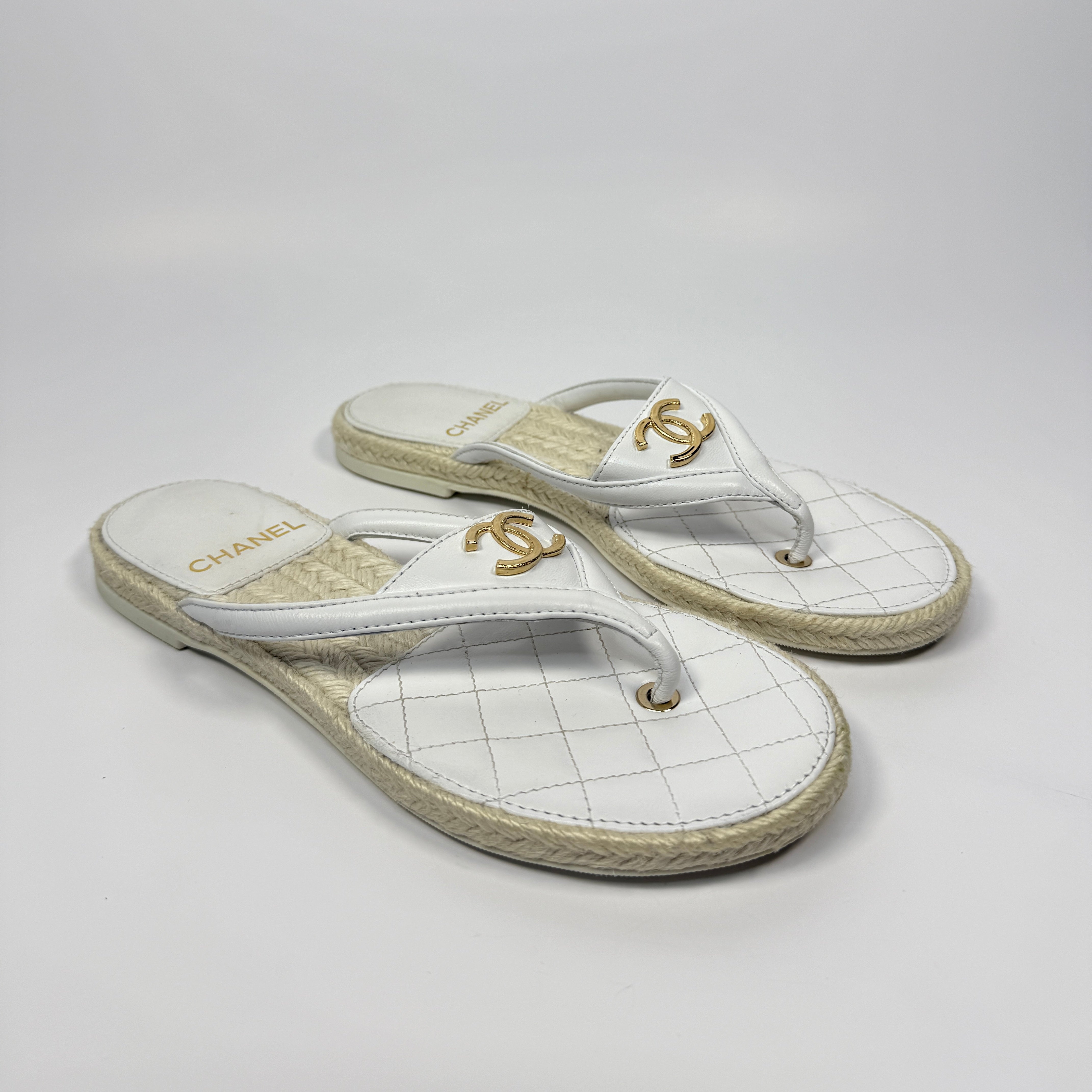 Chanel CC Thong Sandals (Size 38 / UK5)