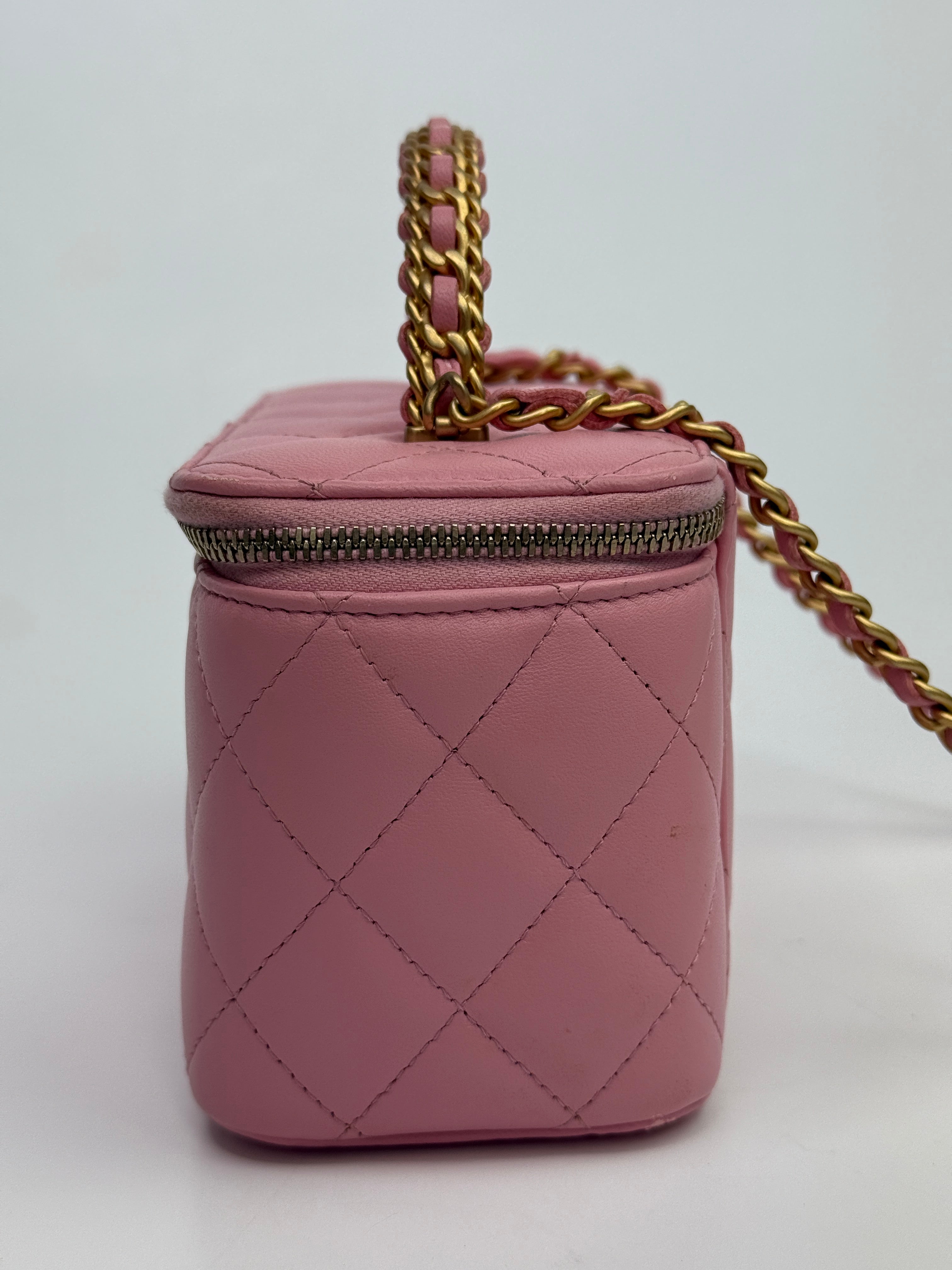 Chanel Vanity Rectangular with Top Handle Pink Lambskin GHW