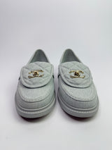 Chanel Denim Quilted Turnlock Loafers (Size 39.5/UK 6.5)
