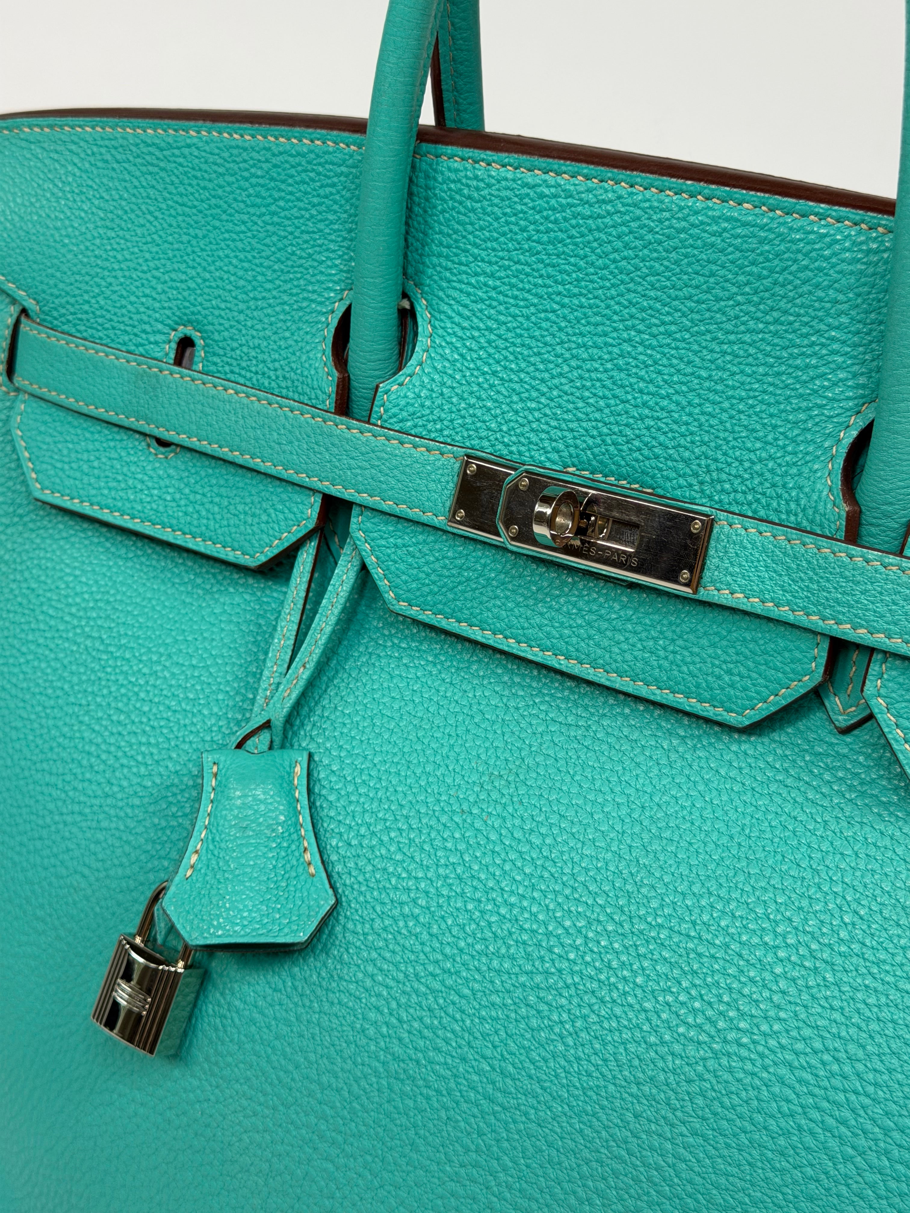 Hermès Birkin 40 In Bleu Lagoon Togo Leather With Palladium Hardware