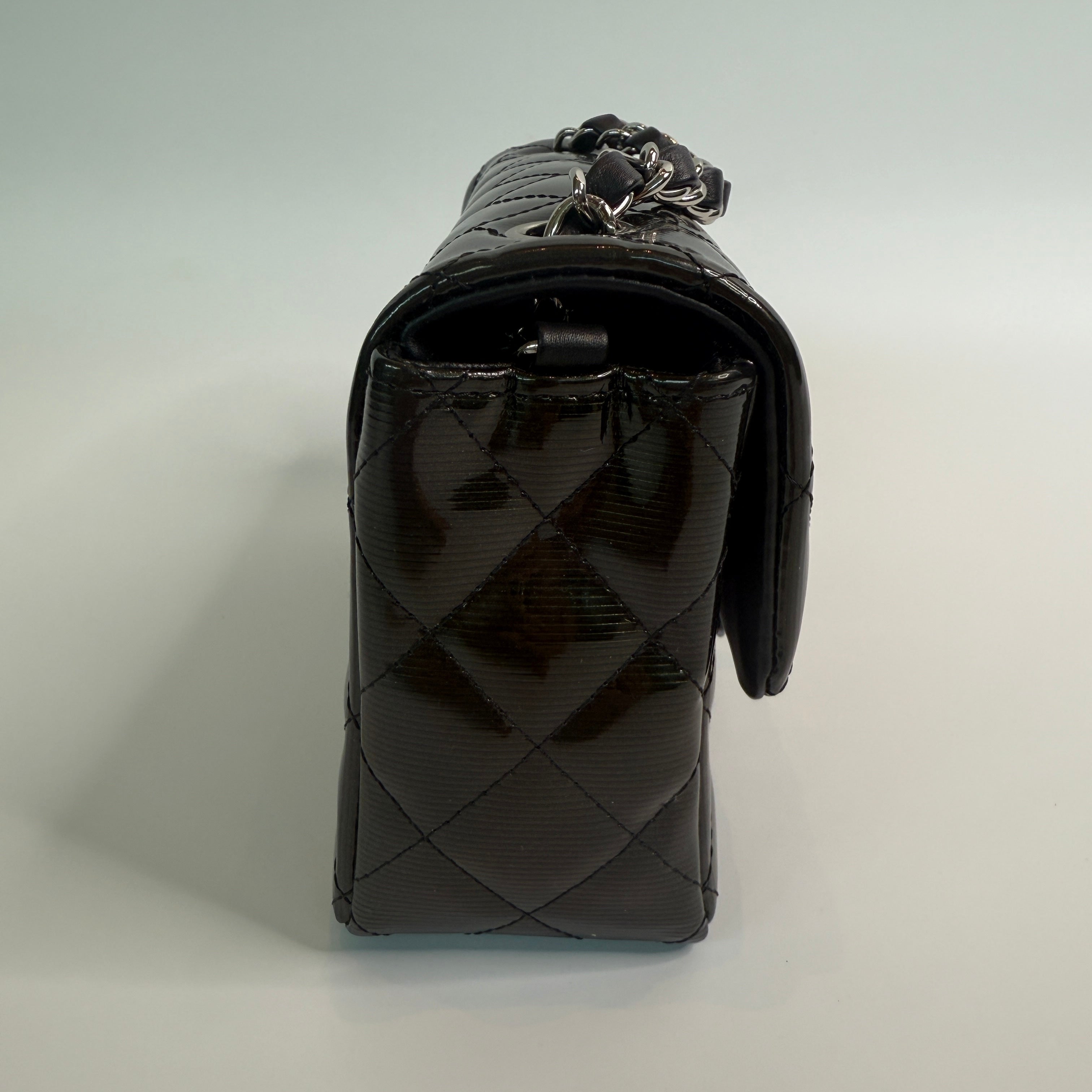 Chanel Mini Rectangle In Gunmetal Patent With SHW