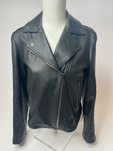 Fendi Black Logo Leather Jacket (Size 40 / UK 8 )