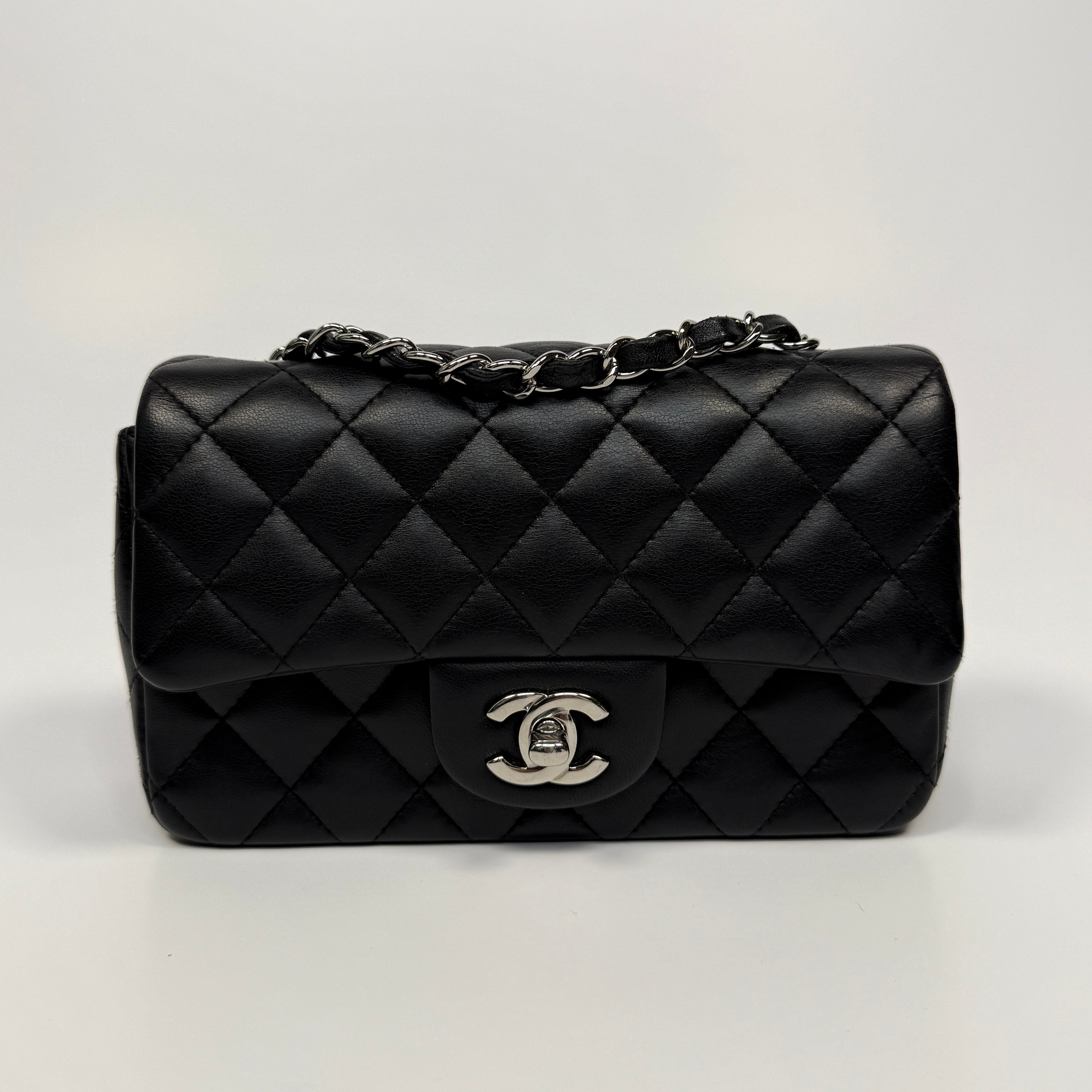 Chanel Mini Rectangle In Black Lambskin With SHW