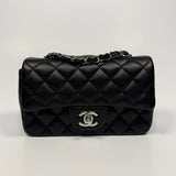 Chanel Mini Rectangle In Black Lambskin With SHW