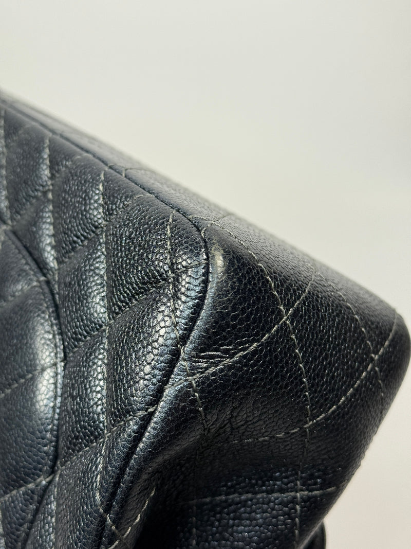 Chanel Jumbo Gunmetal Metallic Calfskin Leather With RHW