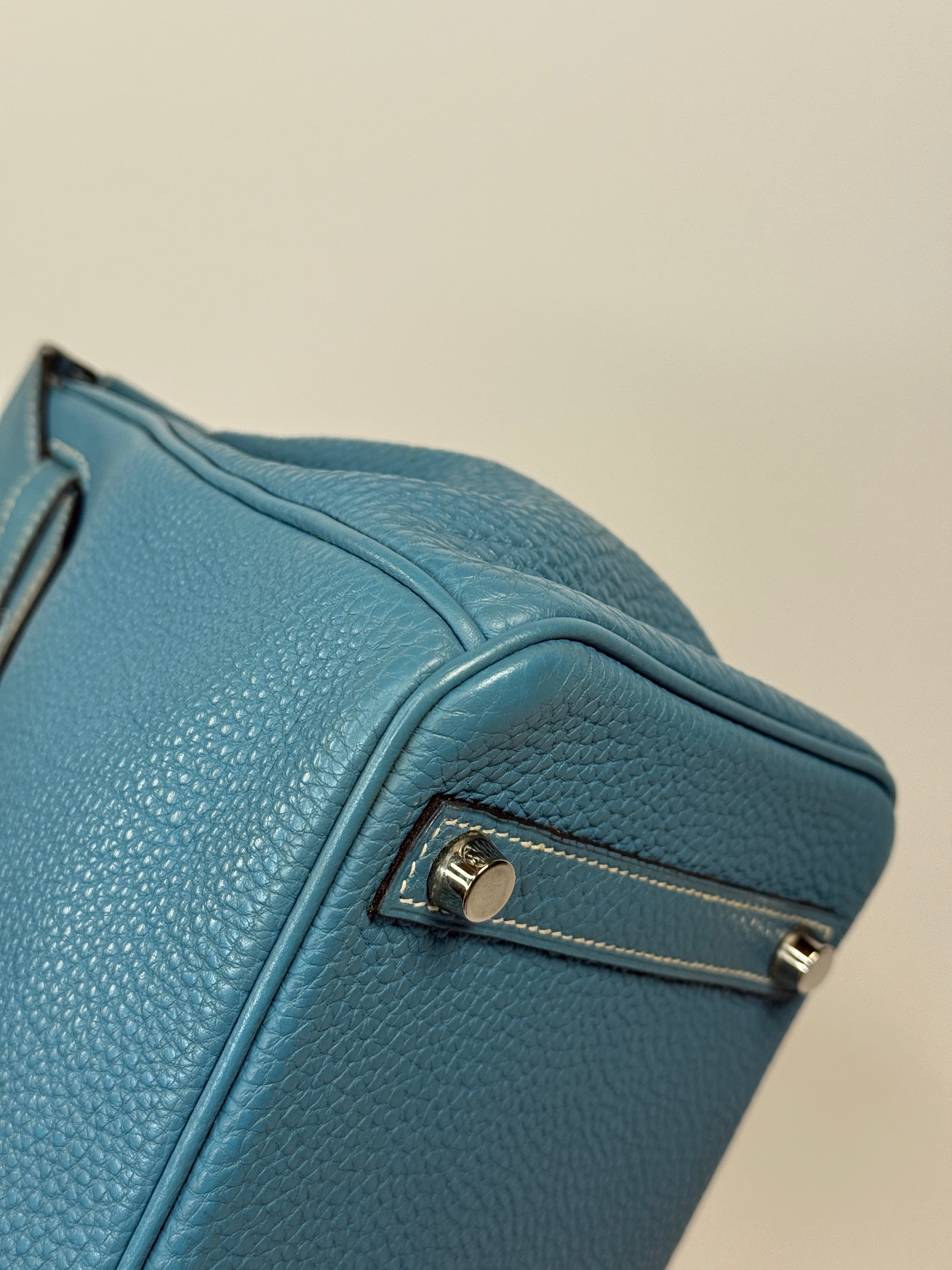 Authentic Pre Loved Hermès Birkin 30 In Blue Jean Togo Leather With Palladium Hardware Excellent Condition