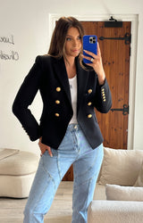 Balmain Black Double Breasted Blazer (Size FR40/ UK 10)