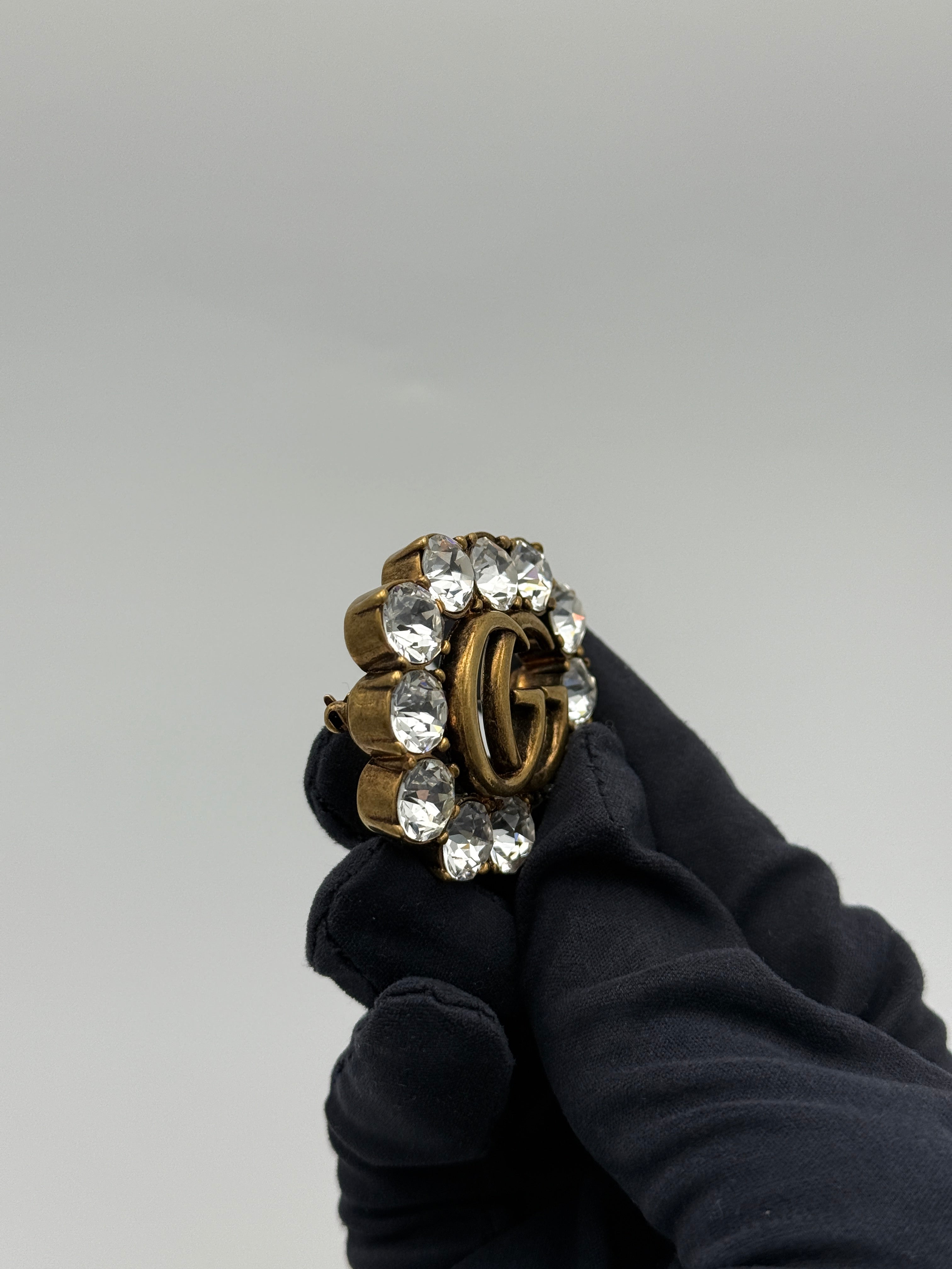 Gucci Double G Crystal Brooch