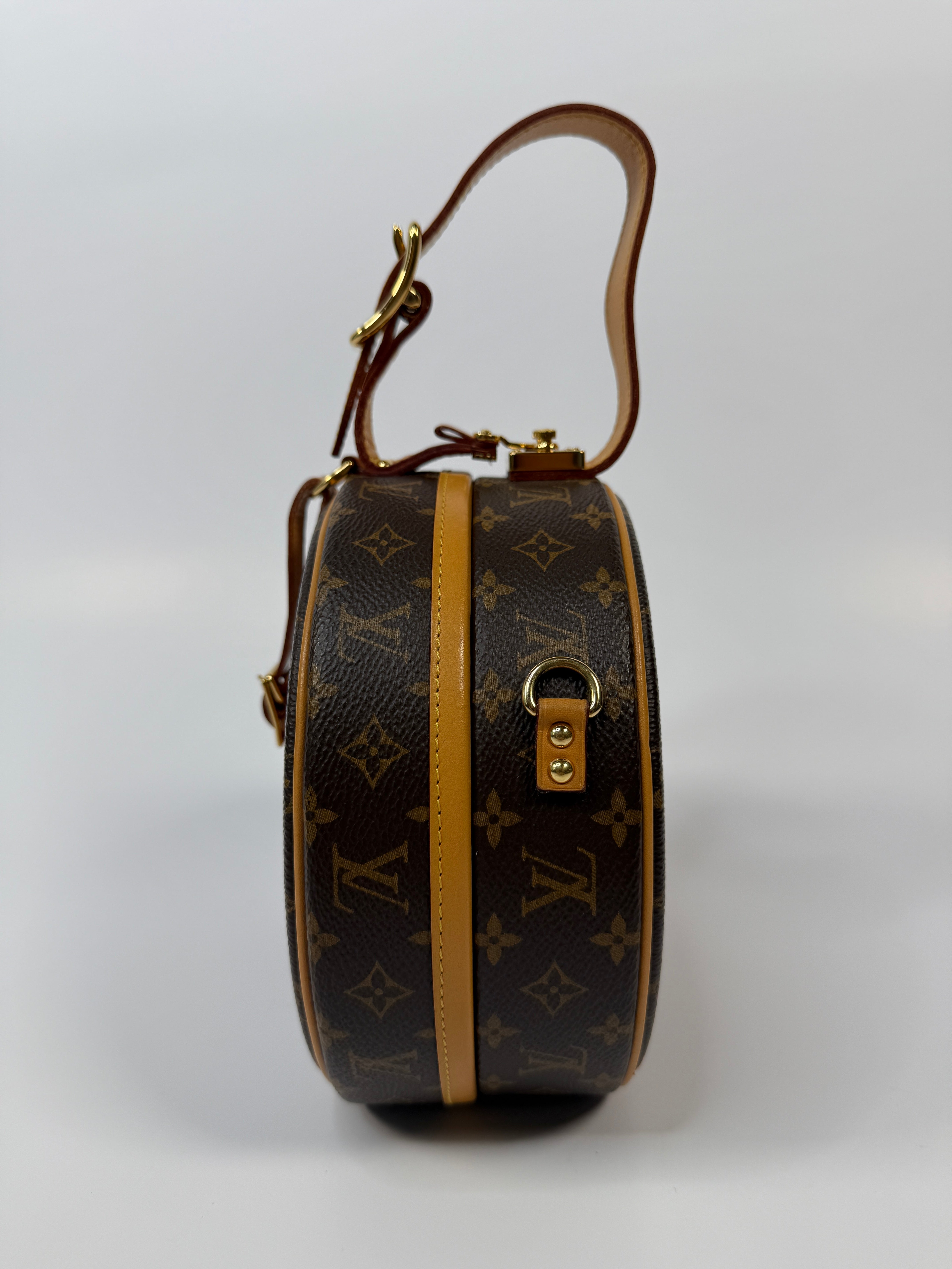 Louis Vuitton Petite Boite Chapeau Bag In Brown Monogram Gold Hardware Authentic and pre loved 