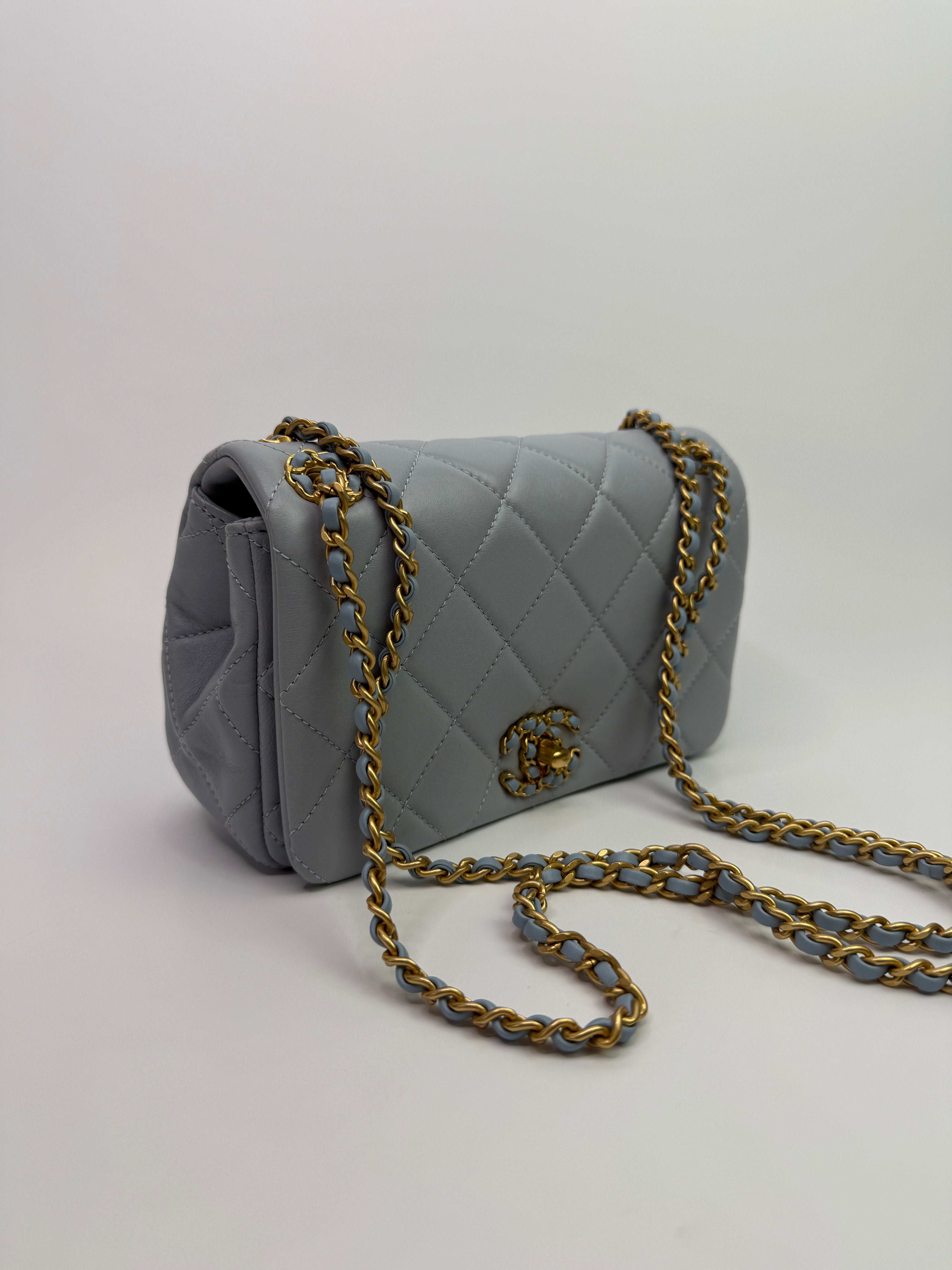 Chanel Seasonal Flap In Gris Clair Lambskin With GHW