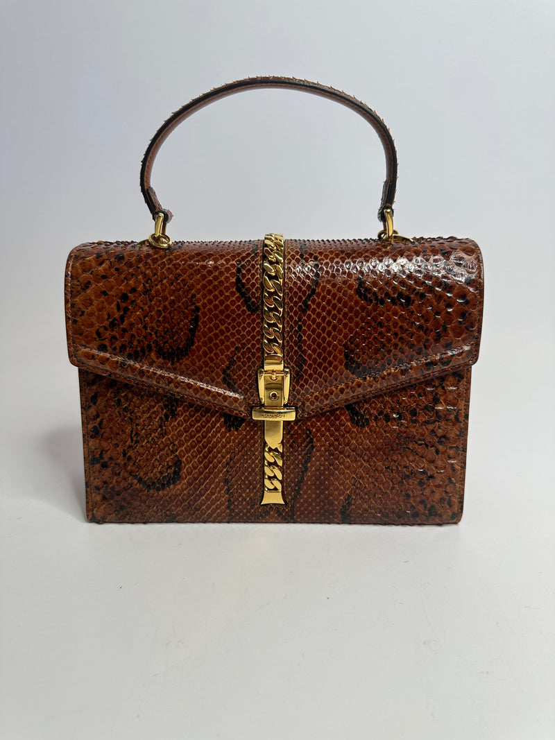 Gucci Sylvie 1969 Top Handle Bag In Python