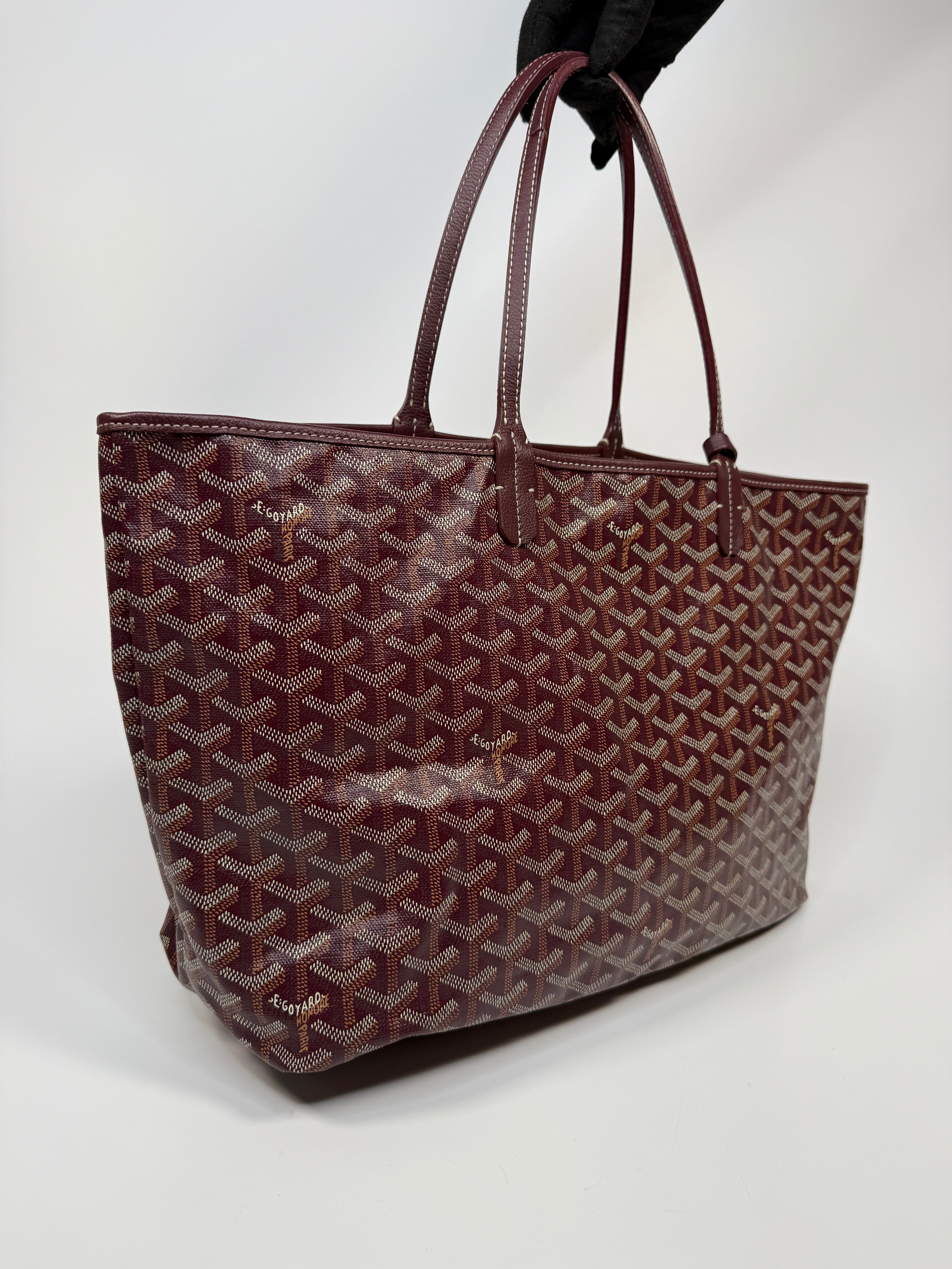Goyard St Louis PM Tote Bag In Burgundy Coated Canvas. Authentic and preloved. Excellent condition.
