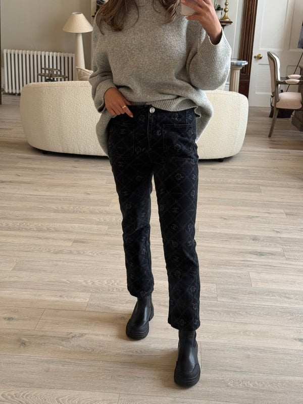 Chanel 23 Metiers D’Art Camellia & CC Logo Jeans (Size 42/UK14)